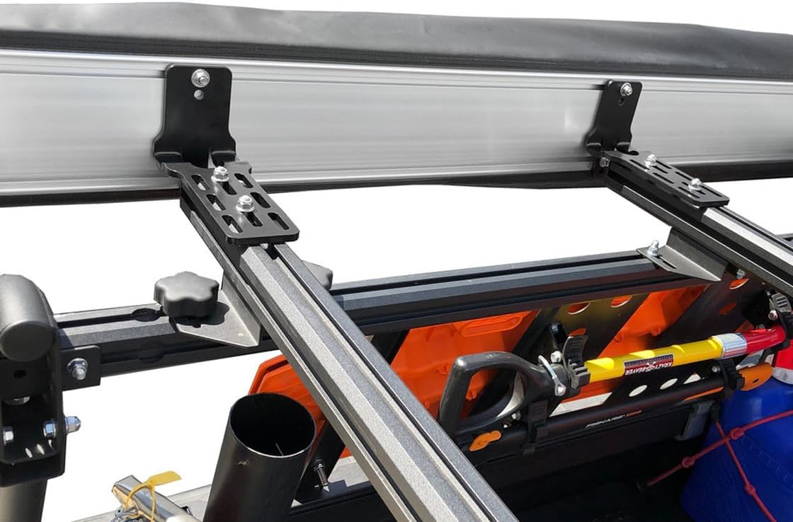 Overland Vehicle Systems Nomadic Awning Bracket Kit for 270, & 180 - Set of 3 Heavy Duty Steel Brackets - Set of 2 Tension Straps - Mounting Hardware Included