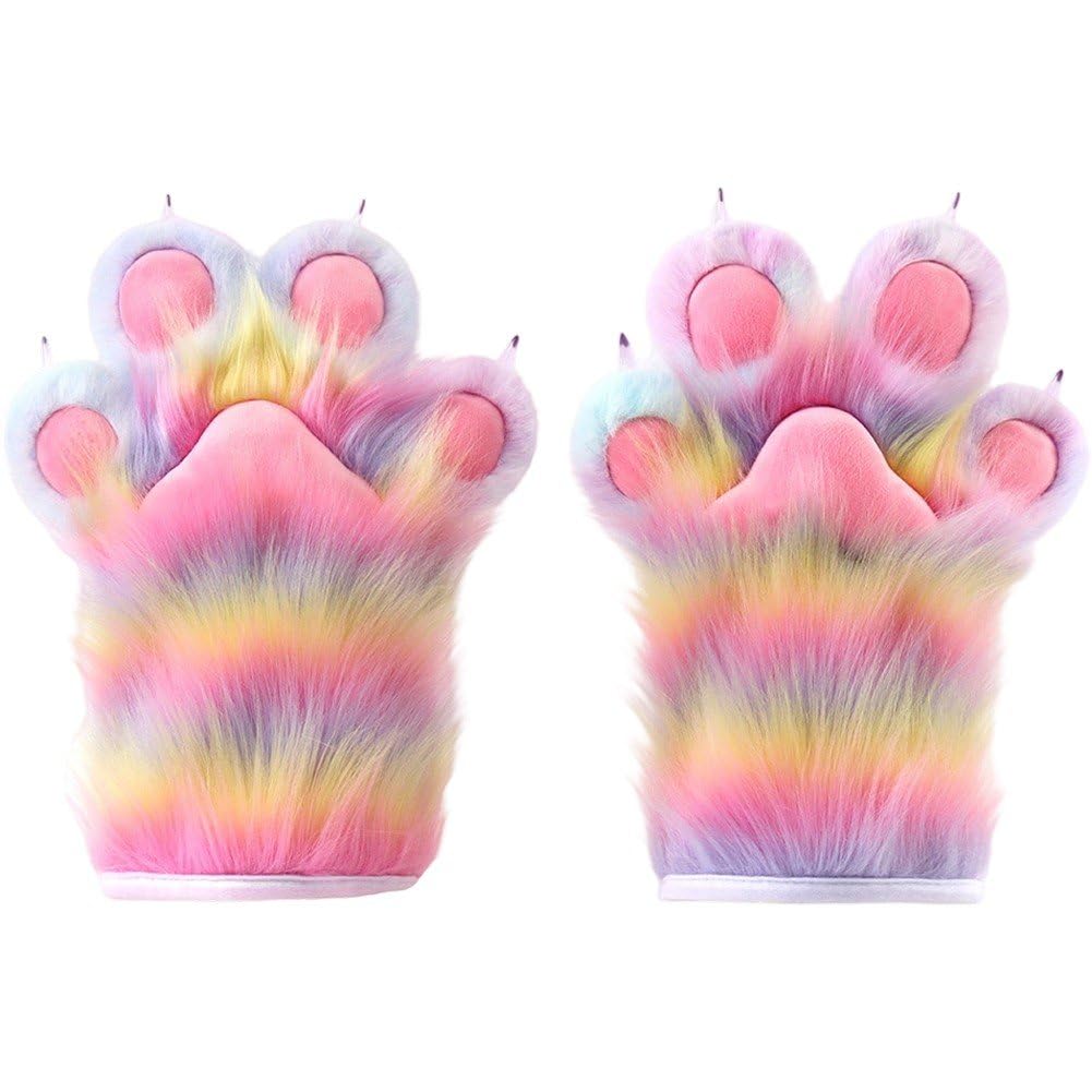 Pattes de chat en peluche chaude pour la récolte de bonbons d'Halloween en famille