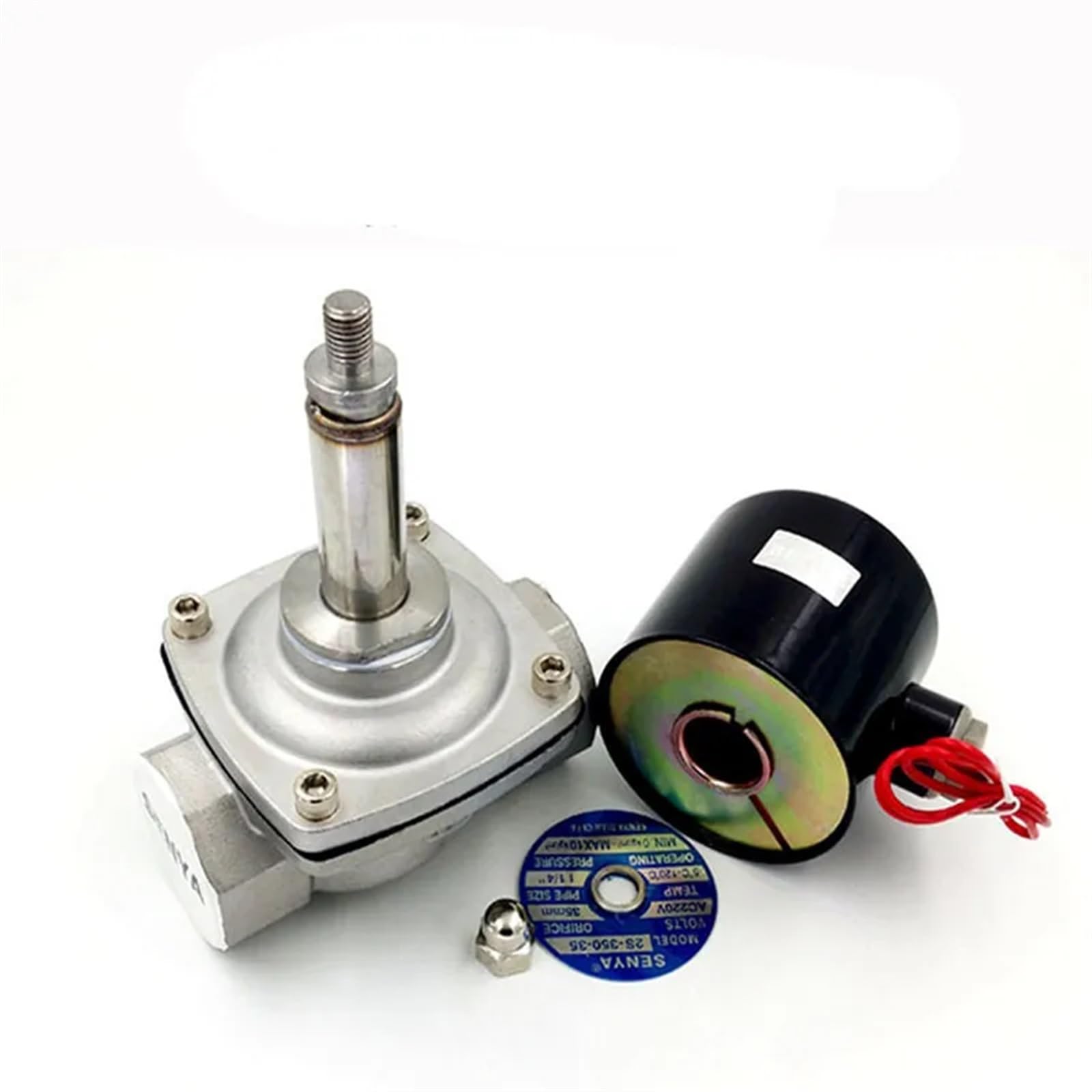 Válvula solenoide eléctrica de acero inoxidable 1/4" 3/8" 1/2" 3/4" 1" normalmente cerrada neumática para agua aceite aire 12V/24V/220V/110V (tamaño: CA 220V, color: DN35)