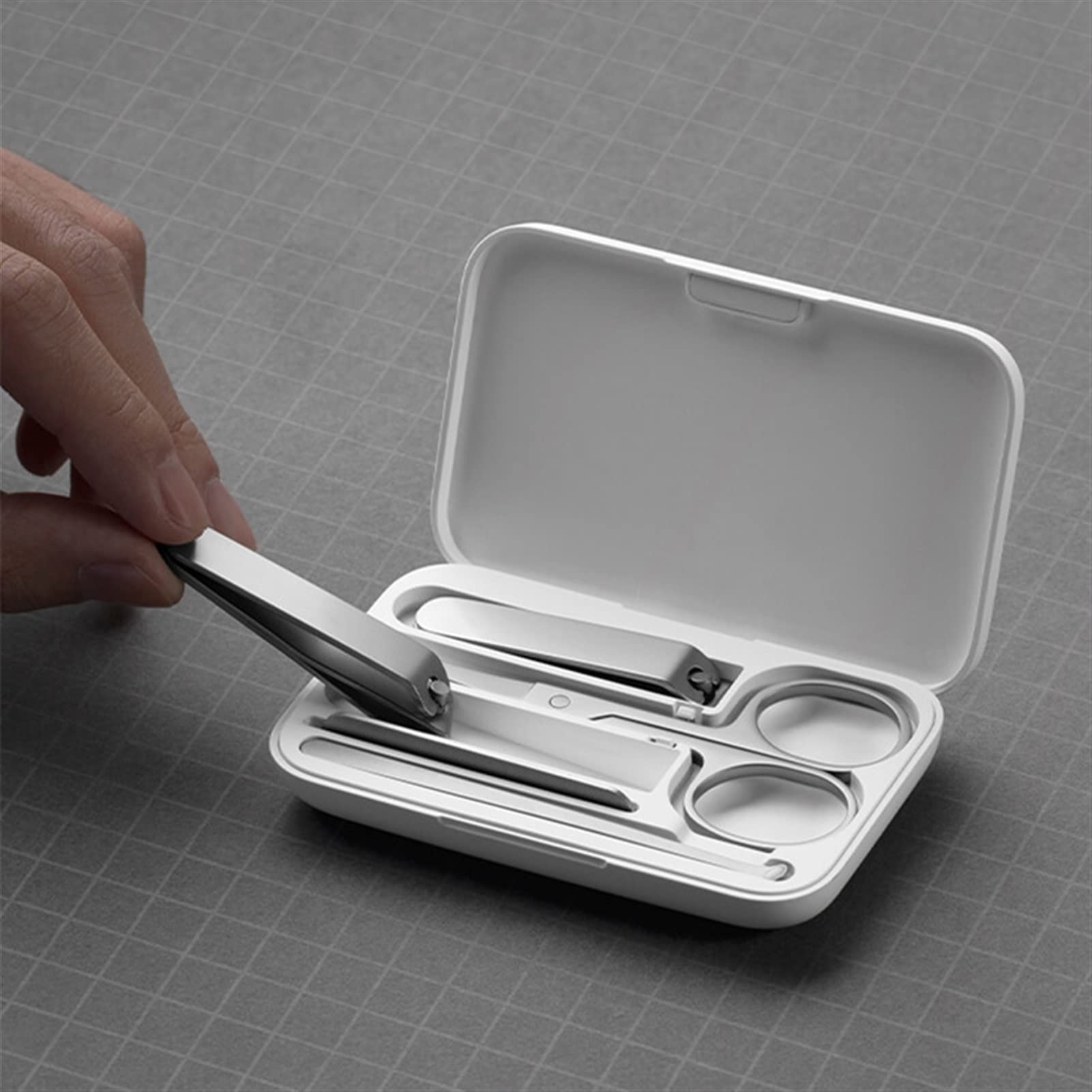 Juego de Cortaúñas Manicura 5pcs kit de aseo con estuche portátil de la uña de la uña de la uñas de la manicura del acero inoxidable del acero inoxidable Set para el Cuidado Personal y la Belleza