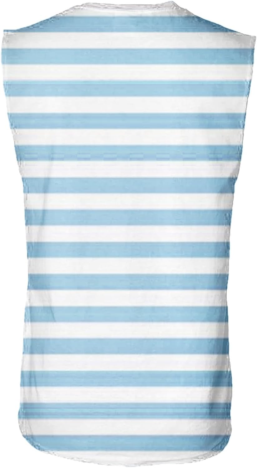 Beach Tank Tops for Men Summer Color Block Striped Sleeveless T Shirts Casual Vacation Crew Neck Top Muscle Tee Shirt