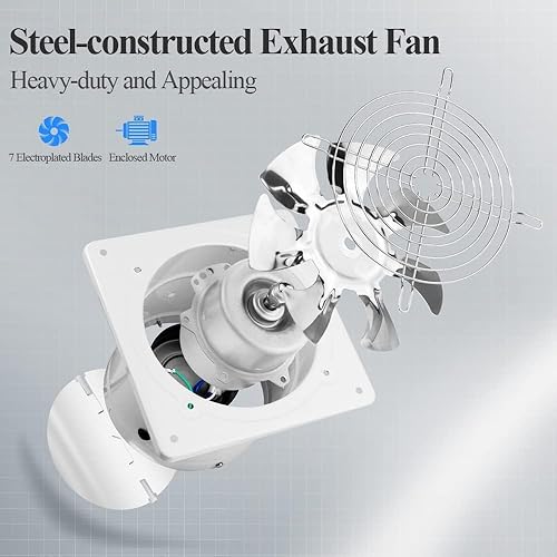 Miniatura 8 de WiseWater Extractor de pared de 6 pulgadas, extractor de ventana de 110 V, extractor de bajo ruido de 353 cfm con controlador de velocidad para