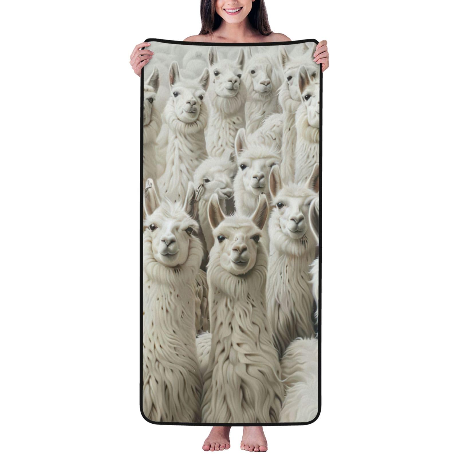 JBJGKHLP Cute Llama Print Women Men Couples Coral Velvet Bath Towel Ultra-Soft For Home Bathroom Travel