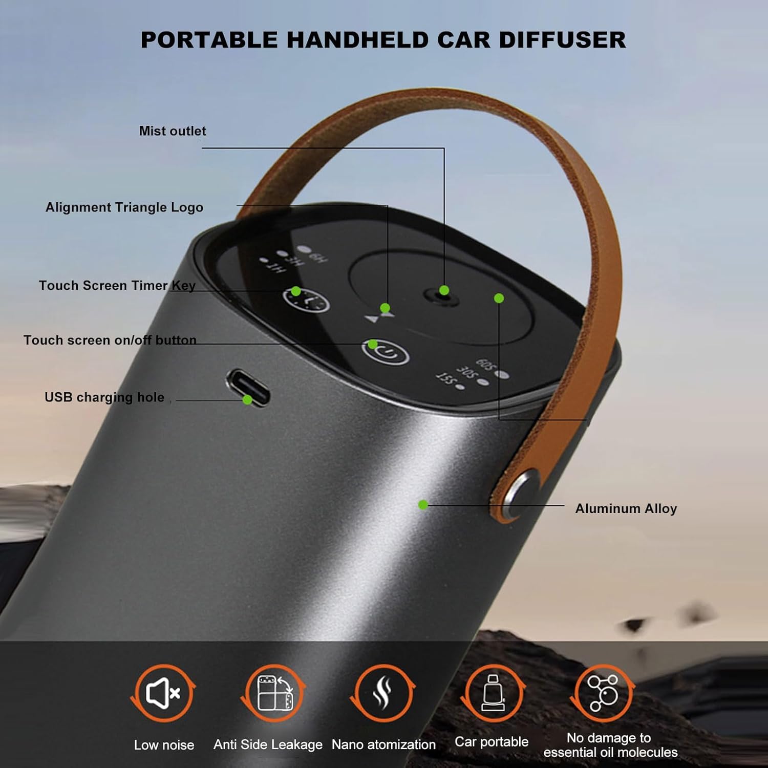 Difusor portátil de aceites esenciales para aromaterapia, difusor de aceite esencial sin agua, carga USB inteligente, máquina automática de aromaterapia, para 20 m² de espacio