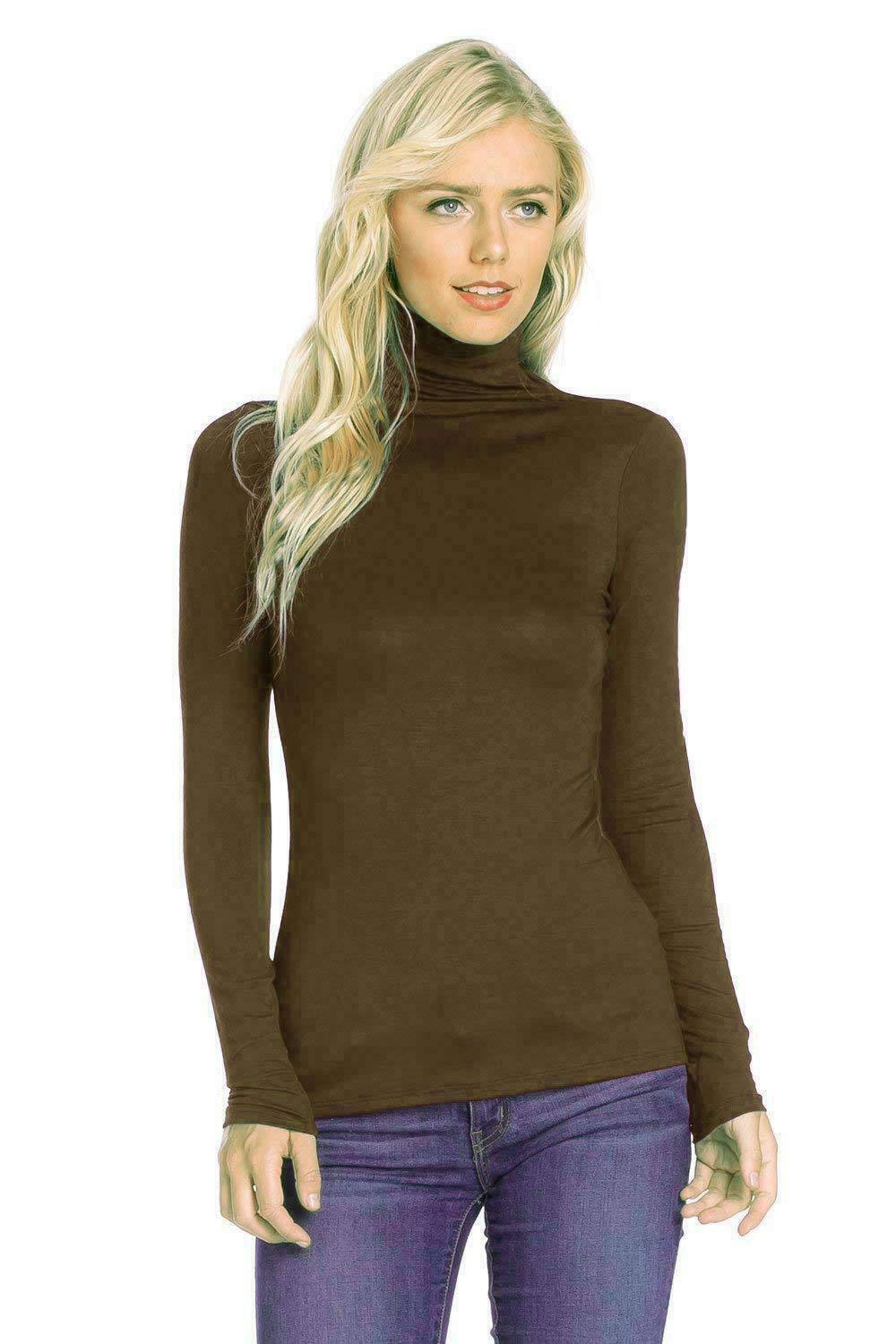 Candid Styles Women's Brown Polo Roll Neck Long Sleeve Turtle Neck Plain Jumper Top 8 26, Xxxl 24-26 Plus Size, …