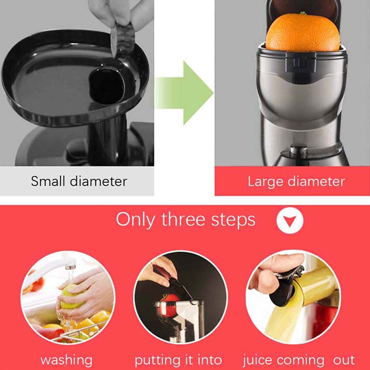 Máquina de jugos comercial: exprimidor completamente automático con extracción de jugo crudo de gran calibre y separación de residuos para frutas y verduras Exprimidor de alto rendimiento multifunci