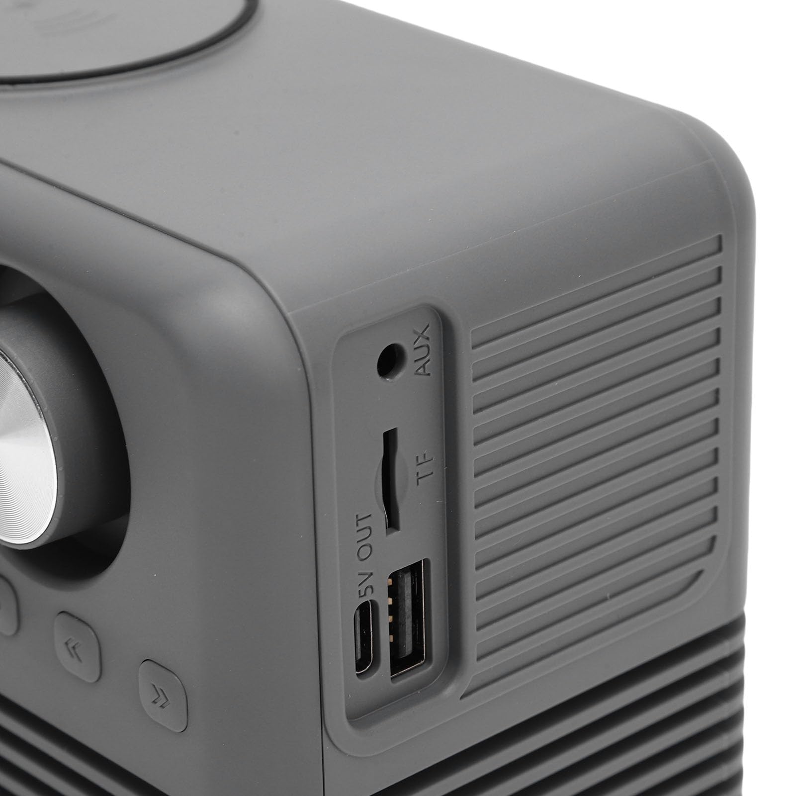 VBESTLIFE Cargador Inalámbrico Rápido de 15W con Altavoz Bluetooth y Radio de Reloj de Alarma, 4 en 1 Estación de Carga Inalámbrica para Teléfonos con Radio FM para Dormitorio (Grey)