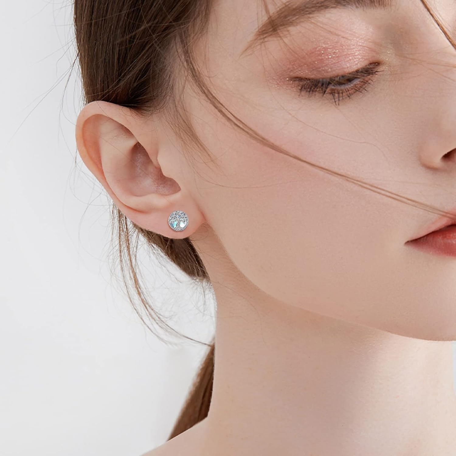 WINNICACA Stud Earrings for Women 925 Sterling Silver Tree of Life Moonstone/Turquoise Earrings Jewelry Gifts for Women Birthday Mothers Day Gifts for Mom