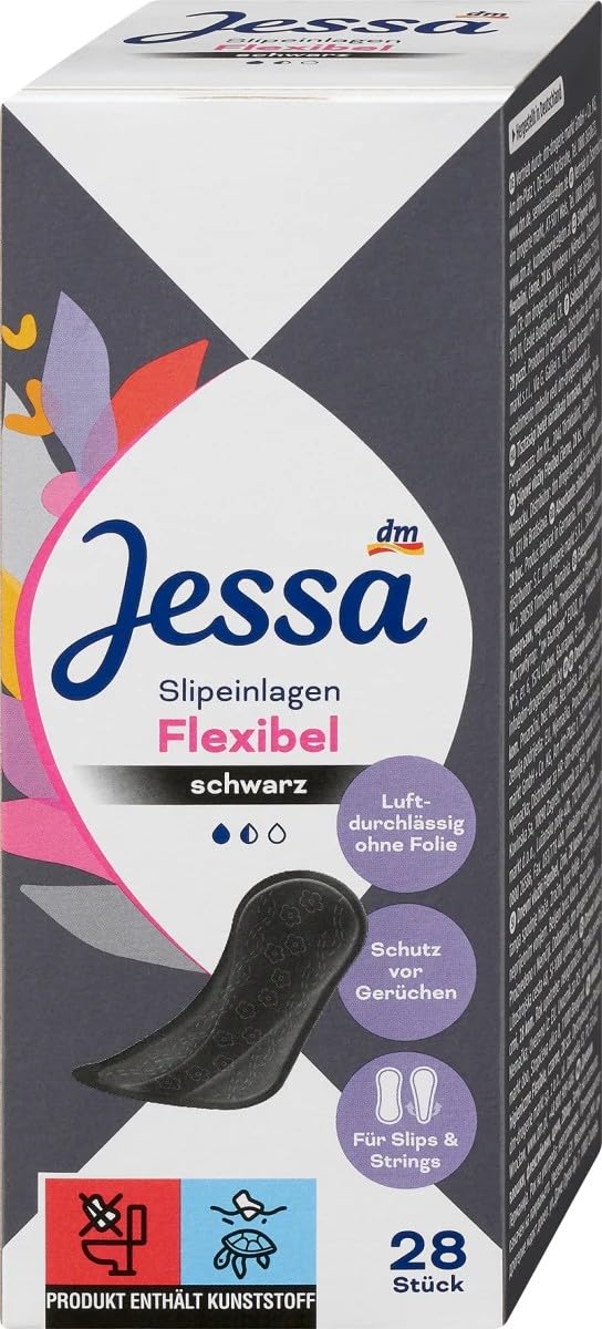 Jessa Lot de 28 protège-slips flexibles noirs perméables à l'air et anti-odeurs