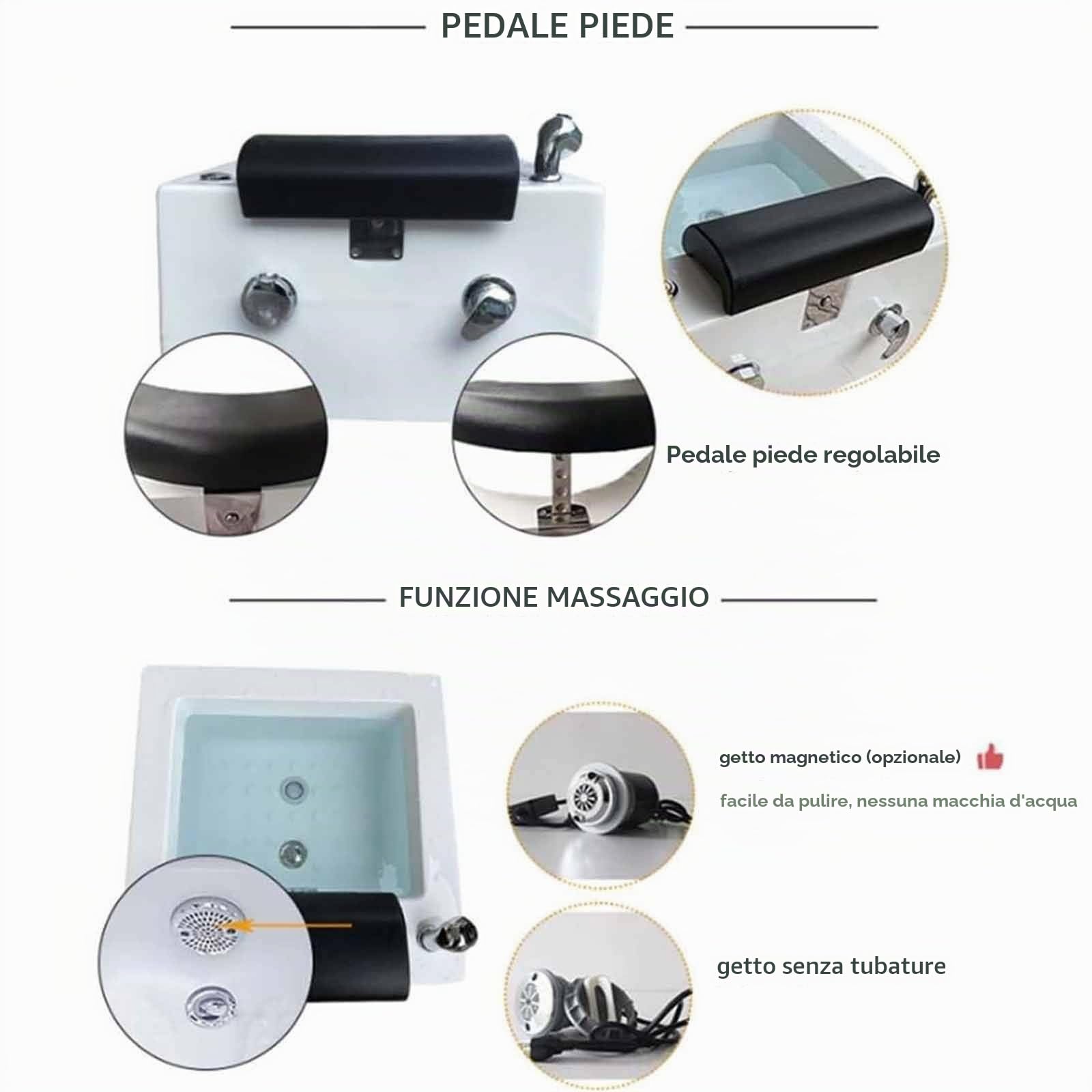 Vasca Pedicure Spa per Piedi,Lavandino per Pedicure in Acrilico,Pediluvio Profondo Spa con Massaggio,Vaschetta per Pedicure,Idromassaggio per Piedi,Vaschetta per Piedi in Ammollo