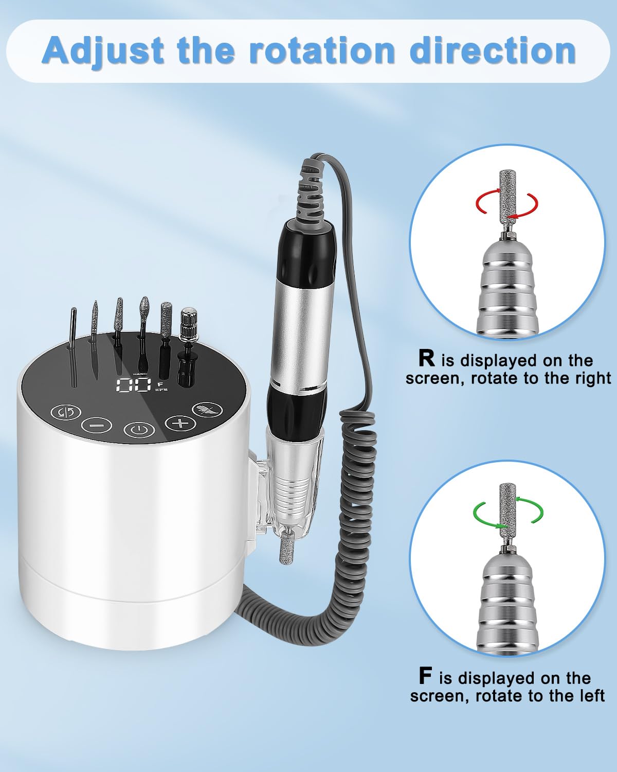 Ponceuse pour Ongles Professionnelle 35000 RPM, lime a ongle electrique, Ponceuse à Ongles, Ponceuse Ongles Electrique, Torne professionnel pour ongles avec Pédale et 6 Forets à Ongles