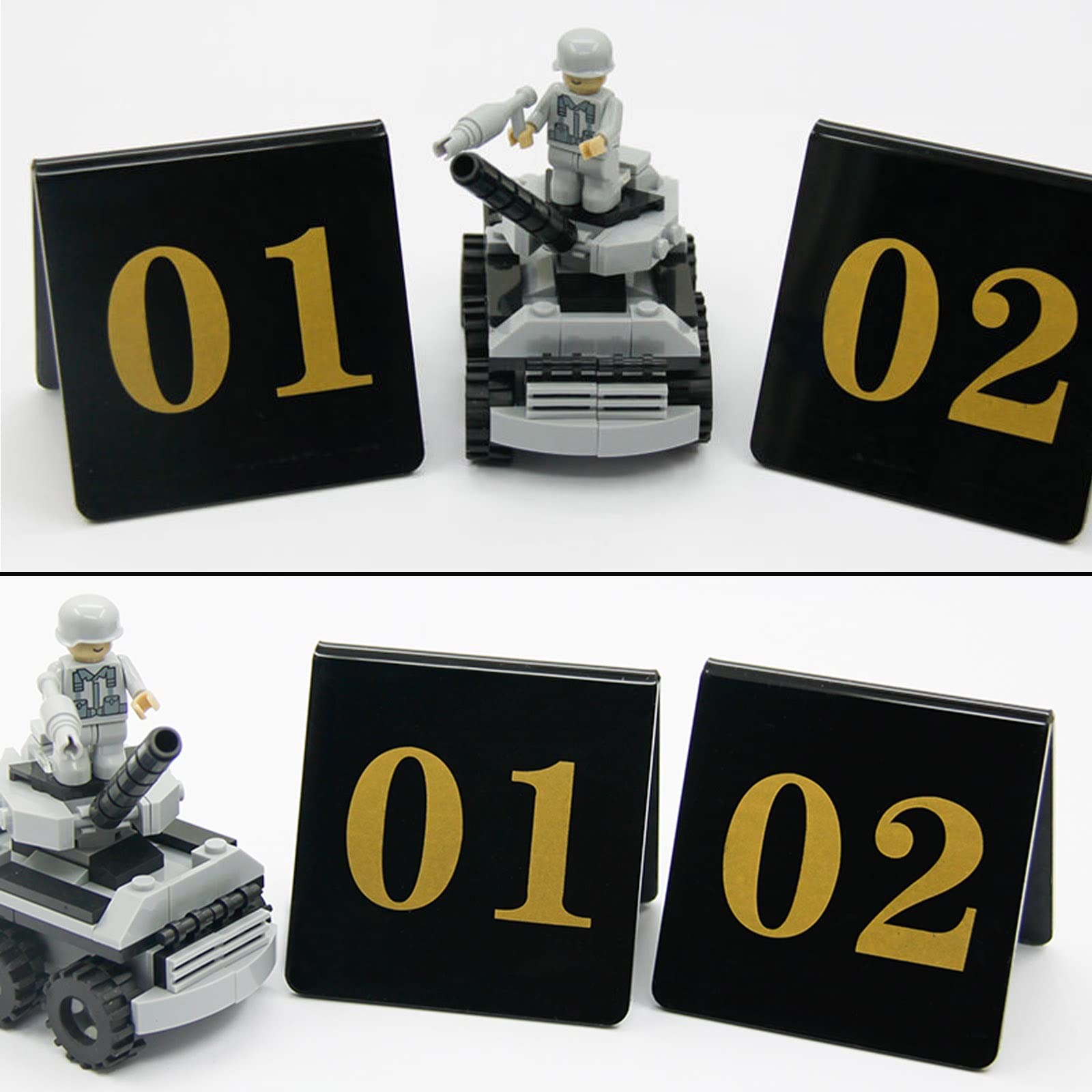 Soporte para letreros de Mesa, números Amarillos de Doble Cara, número de Mesa Estilo Tienda, Placa de Mesa Digital 3D, restaurantes, establecimientos y Eventos Especiales (1 50)