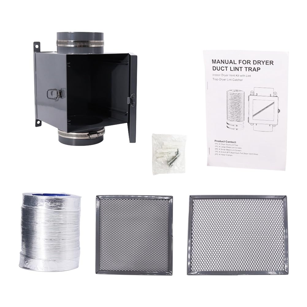 CTRLZS Dryer Duct Lint Trap, Indoor Dryer Vent Kit with Dryer Vent Hose, Lint Trap for Clothes Dryers - Dryer Lint Catcher