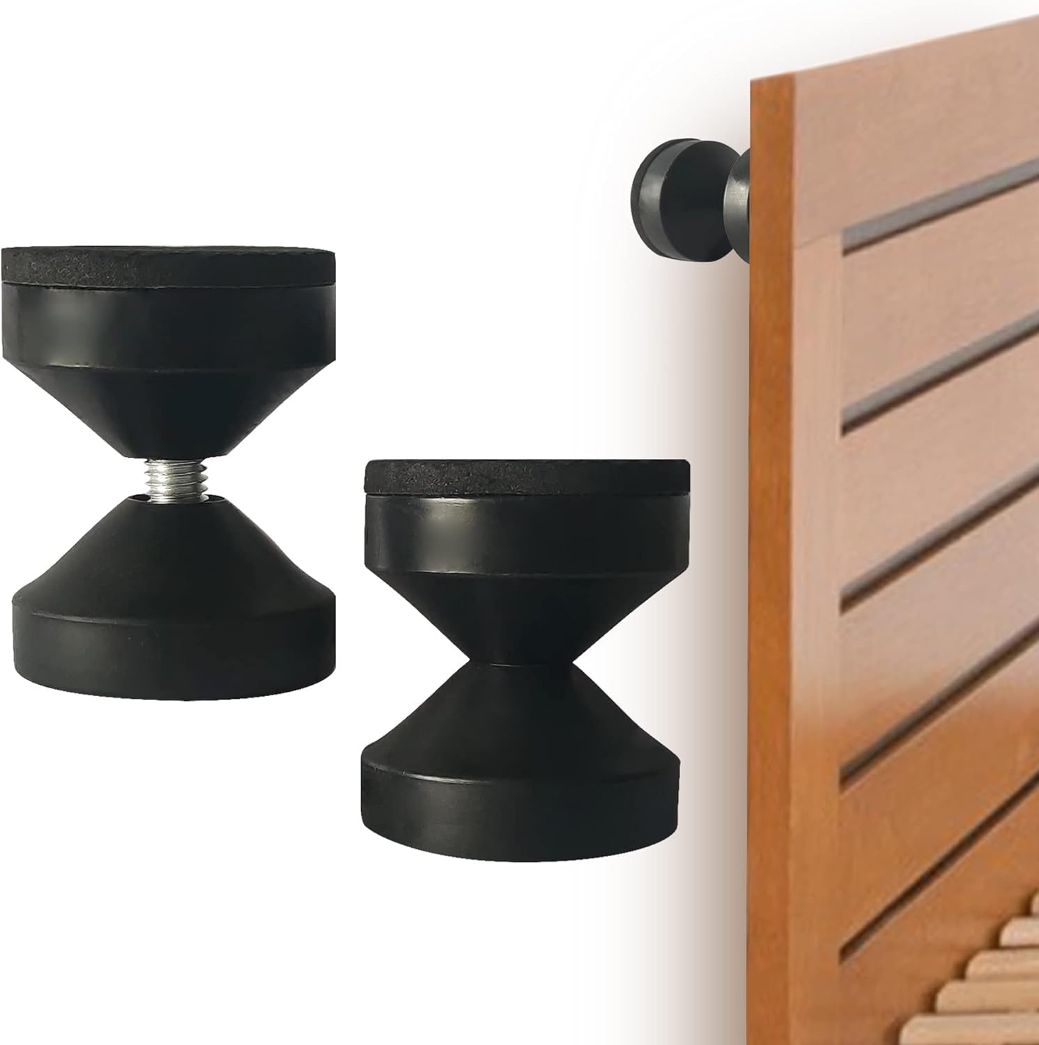 2PCS Adjustable Bed Frame Anti-Shake Tool Adjustable Threaded Headboard Stoppers Fixer Antishake Telescopic Support Stabilizer for Room Wall,Beds,Cabinets,Sofa(42-47mm,Black)