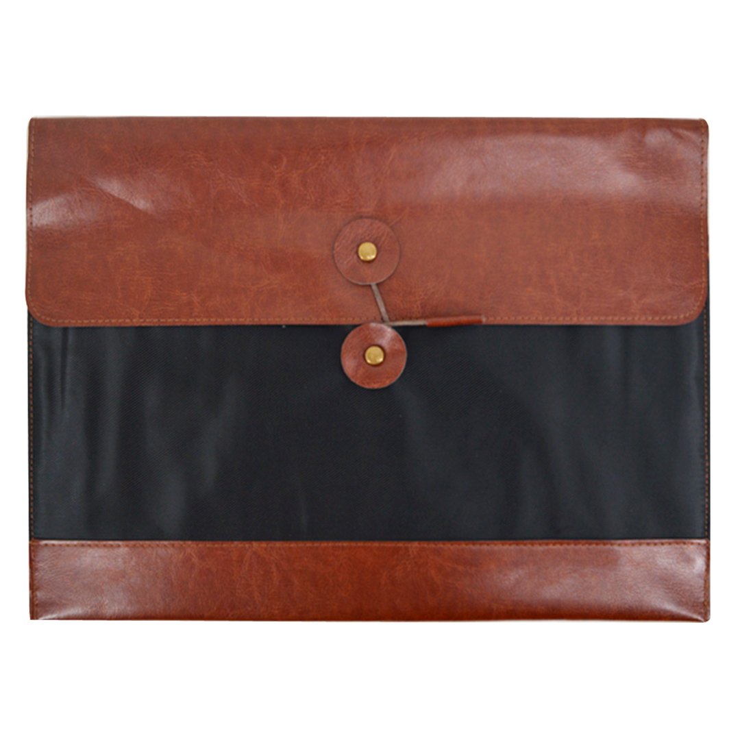 LA HAUTE A4 File Folder Pocket PU Leather Document Paper Bags Wallet Business Meeting Files Storage Organizer Briefcase