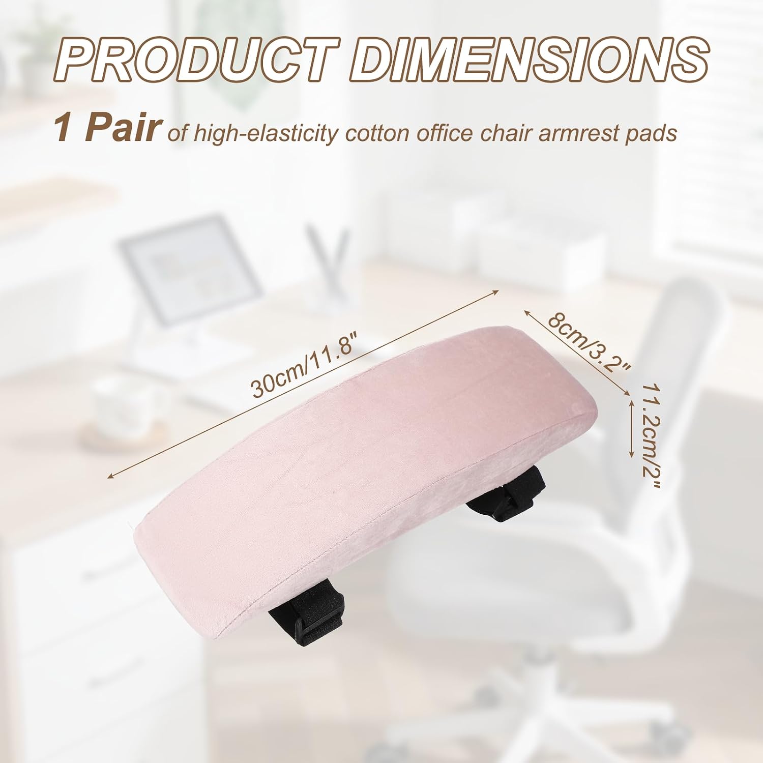 PATIKIL Office Chair Arm Pads, 1 Pair Office Chair Arm Cover Soft Office Chair Armrest Pads Elastic Memory Foam Cotton Removable Washable for Desk Computer Gaming, 30x8x5cm, Pink