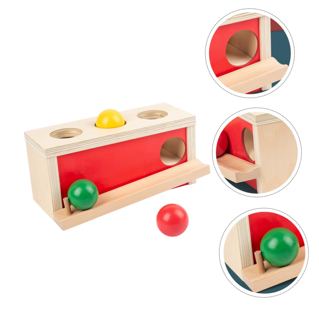 Juguete de Pelota de Prensa para Niños 1 Set de Madera Rojo