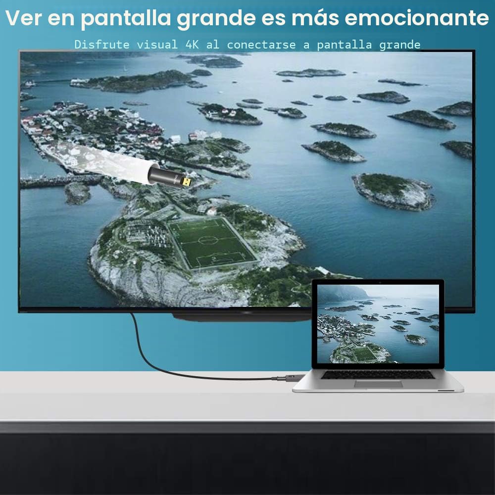 YIWENTEC - Cable de Fibra HDMI 4k@60Hz HDCP2.2 4:4 de Alta Velocidad 18Gbps HDR 3D 4K2K Cable de Fibra con Micro Tipo Pull 10 m 4K