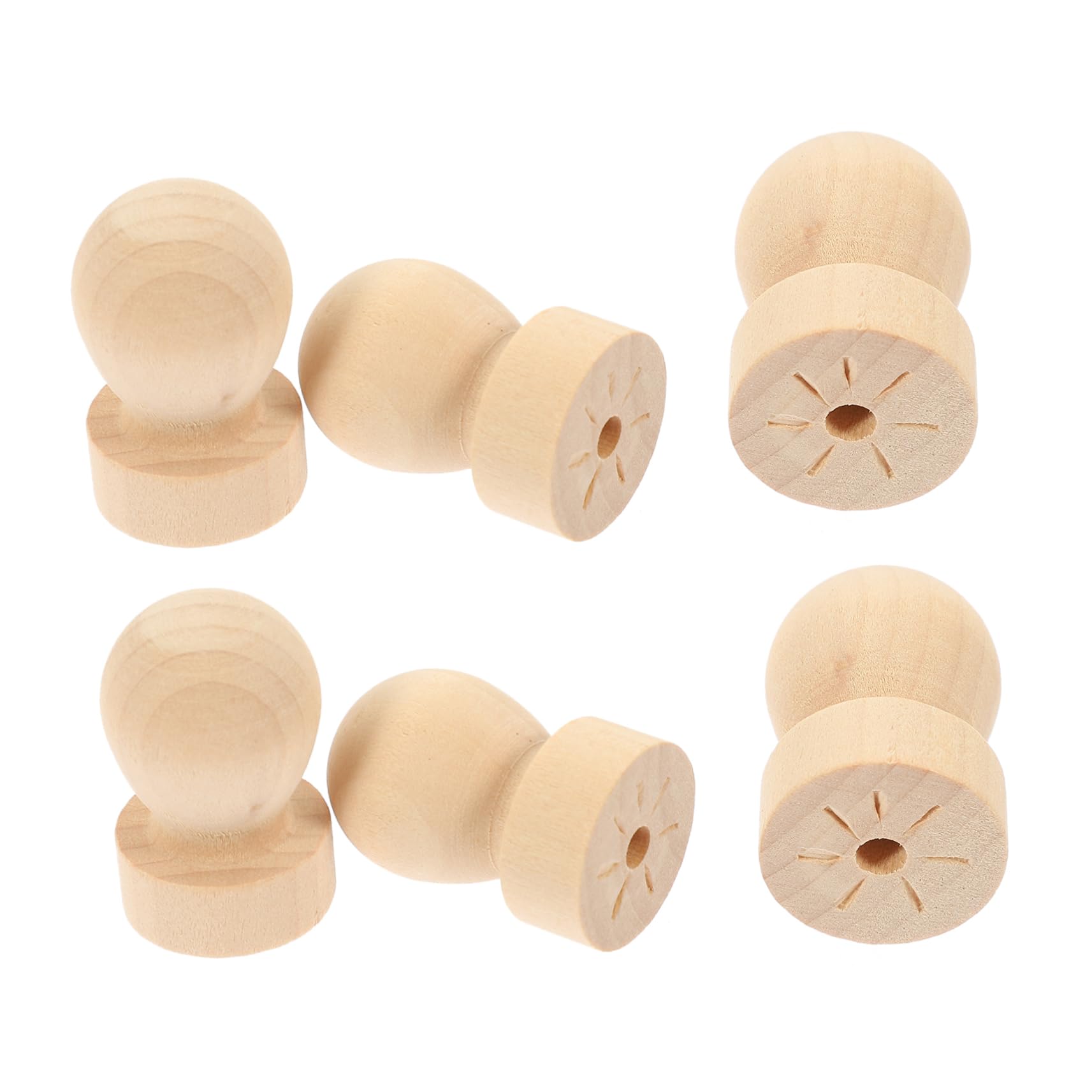 HOMSFOU 4 Sätze Festes Rundgriff Hochzeit Stempel Amboser Wachssiegel Handhaben Vintage -Griffe Holz 6 Stück * 4