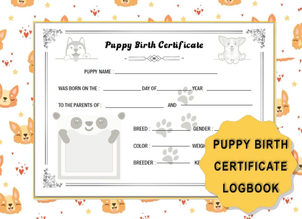 puppy-birth-certificate-logbook-newborn-puppy-birth-certificate-for-dog-breeders-100-birth-certificates-perfect-gift-for-puppy-breeders-and-dog-lovers-8-25x6-inches-zo-zi-amazon-com-books for Free Printable Puppy Birth Certificates Puppy Birth Certificate Logbook: Newborn Puppy Birth Certificate For Dog Breeders 100 Birth Certificates Perfect Gift for Puppy Breeders and dog lovers 8.25x6 inches: zo, zi: Amazon.com: Books for Free Printable Puppy Birth Certificates