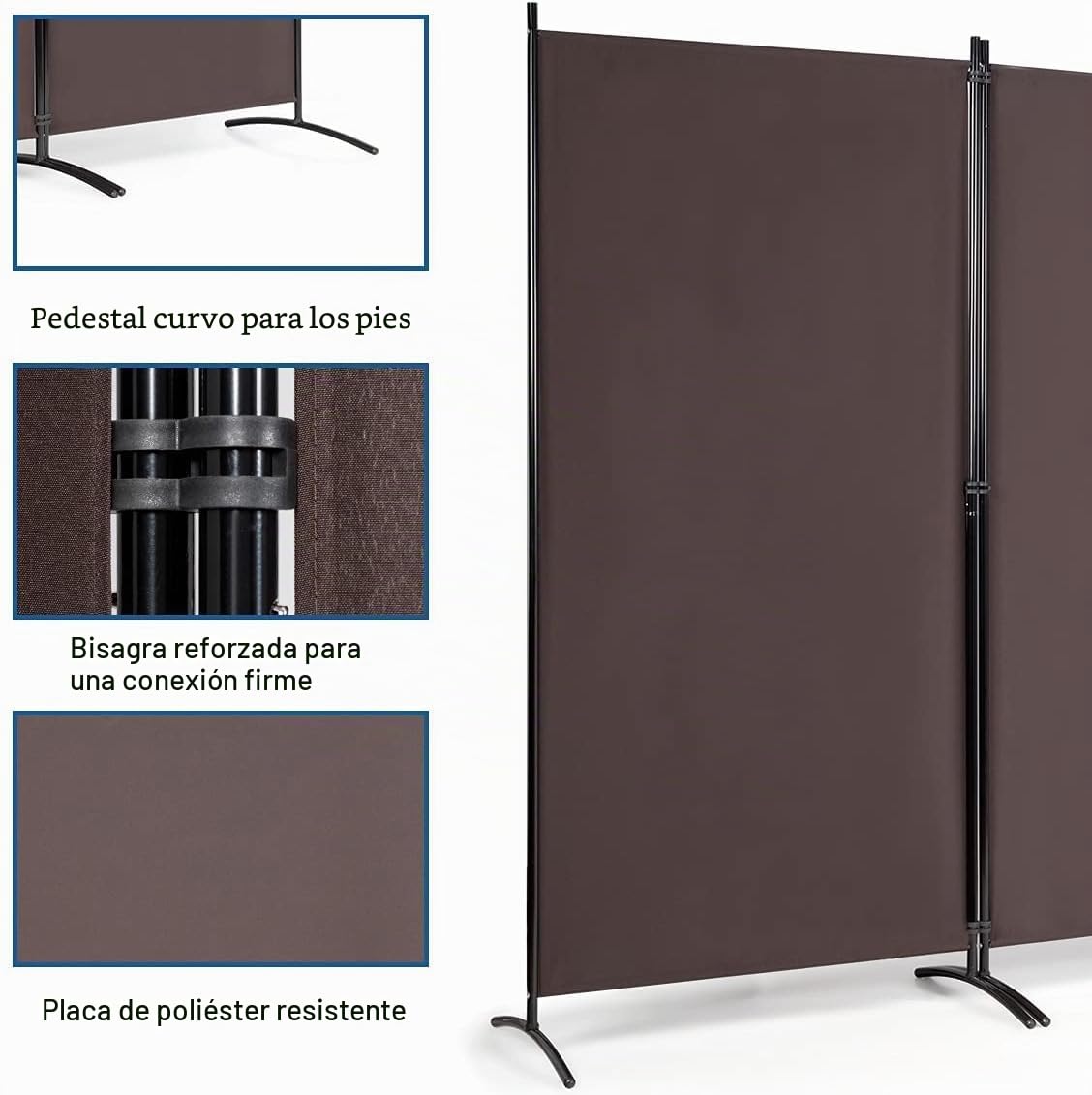 FANTASK Biombo Plegable de 3 Piezas, 260 x 183 cm, biombo de Metal y poliéster para Interiores, protección Visual