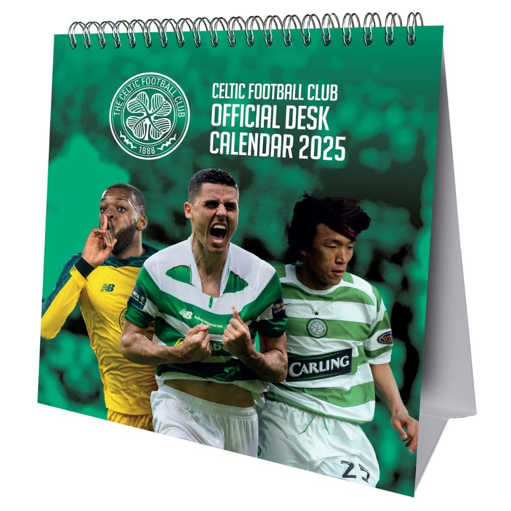 2025 Calendar Celtic FC Month to View Football Desk Easel Official Product