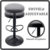 Vista 34 de Taburetes de bar sin espalda, juego de 4 taburetes de bar redondos ajustables para encimera de cocina, taburete giratorio de altura de barra, silla