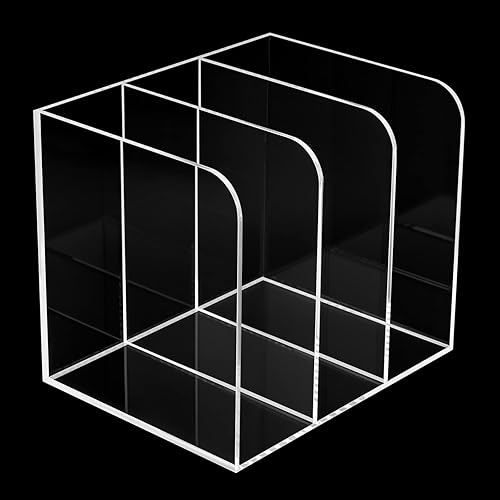 Miniatura 4 de Carpeta de archivos vertical acrílica, organizador de archivos de escritorio transparente con 3 compartimentos verticales para cuadernos, carpetas,