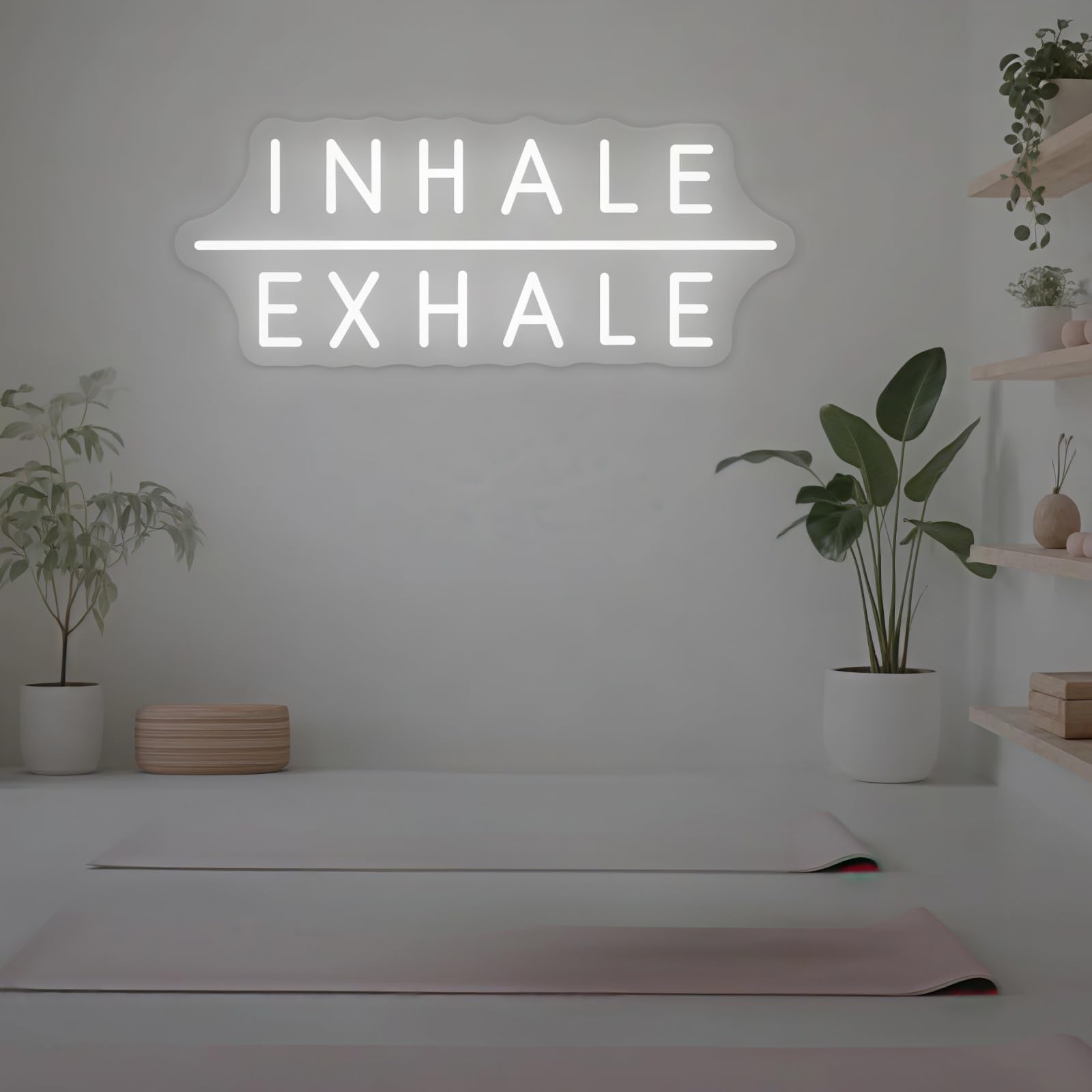 Inhale Exhale Neon Sign for Wall Decor Light Up Sign Yoga Neon Lights for Home Gym Yoga Studio Pilates Decor Yoga Lover Gift