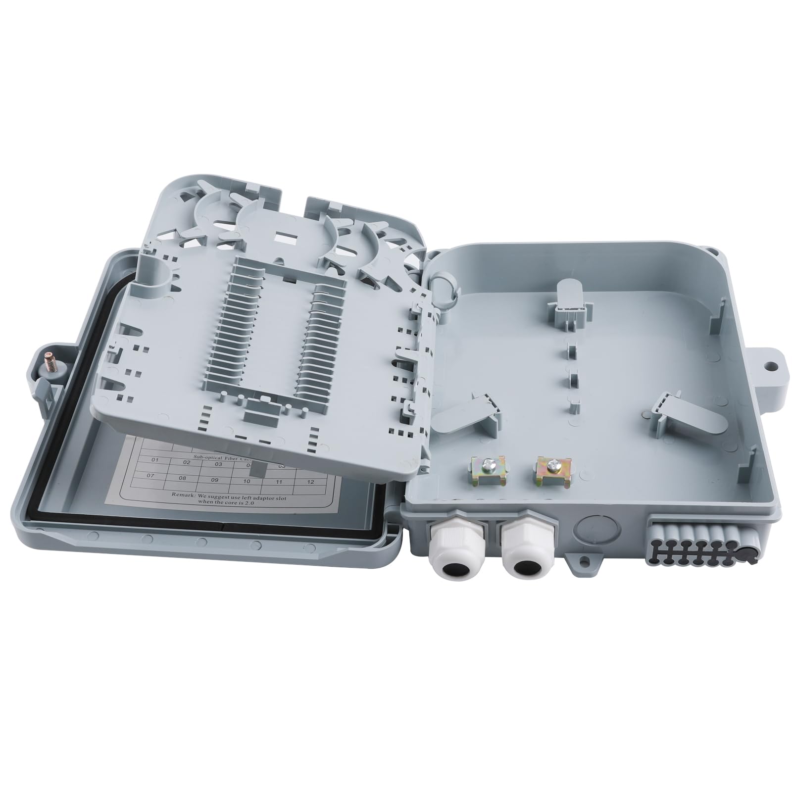 Boîte de distribution de fibre optique 12 cœurs, boîte de distribution de fibre FTTH à 12 ports - Boîte de jonction de bornes à fibre optique avec coupleur de câble en fibre SC