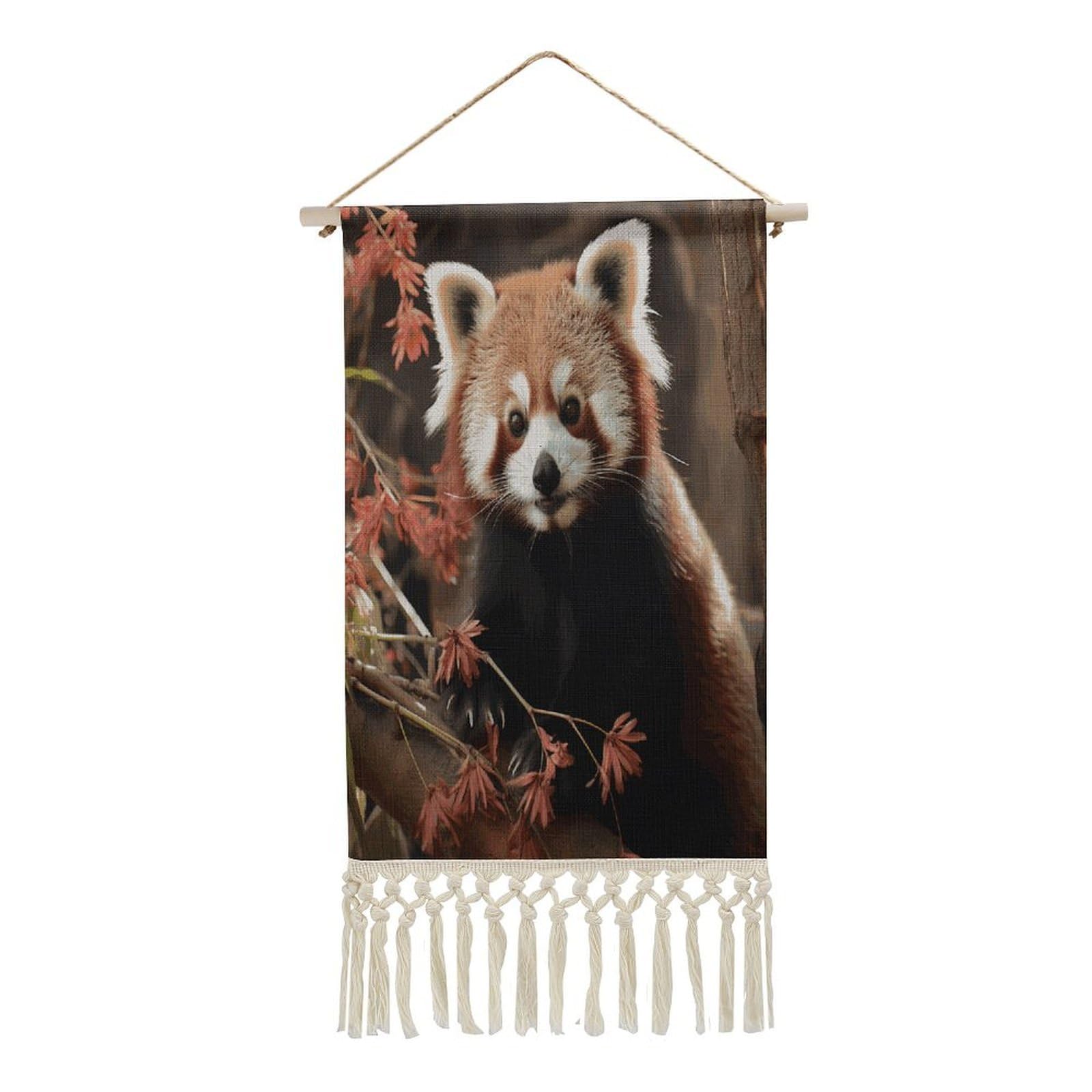 FekiLoot Red Pandas Wall Art Print Decor Art Tapestry with Tassel Cotton Linen Hanging Poster Vintage Aesthetic Wall Art Poster Rustic Wall Art Decor for Home Bedroom Living Room Office