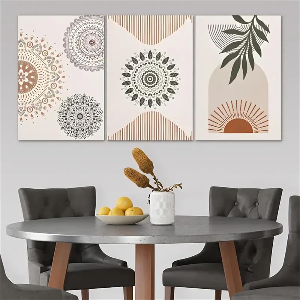 WUHBCZ Wall Posters-Boho Abstract Mandala Pattern Forest Plant Canvas Poster, Modern Wall Art for Bedroom, Living Room, and Office Corridor Home Decoration-40 * 50cm/3PCS (No Frame)
