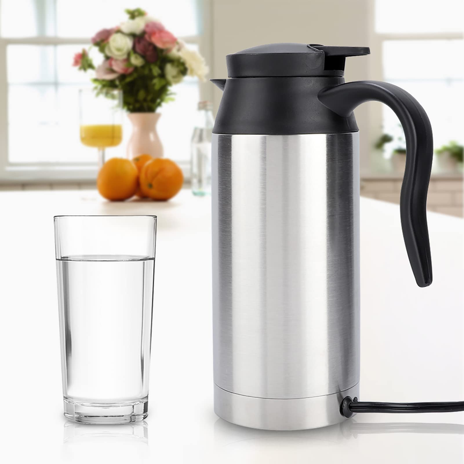 Bouilloire Voiture 12V/24V - Tasse Chauffante 400ml - Acier Inox 304 - Contrôle Tactile - Voyage Camping Cadeau