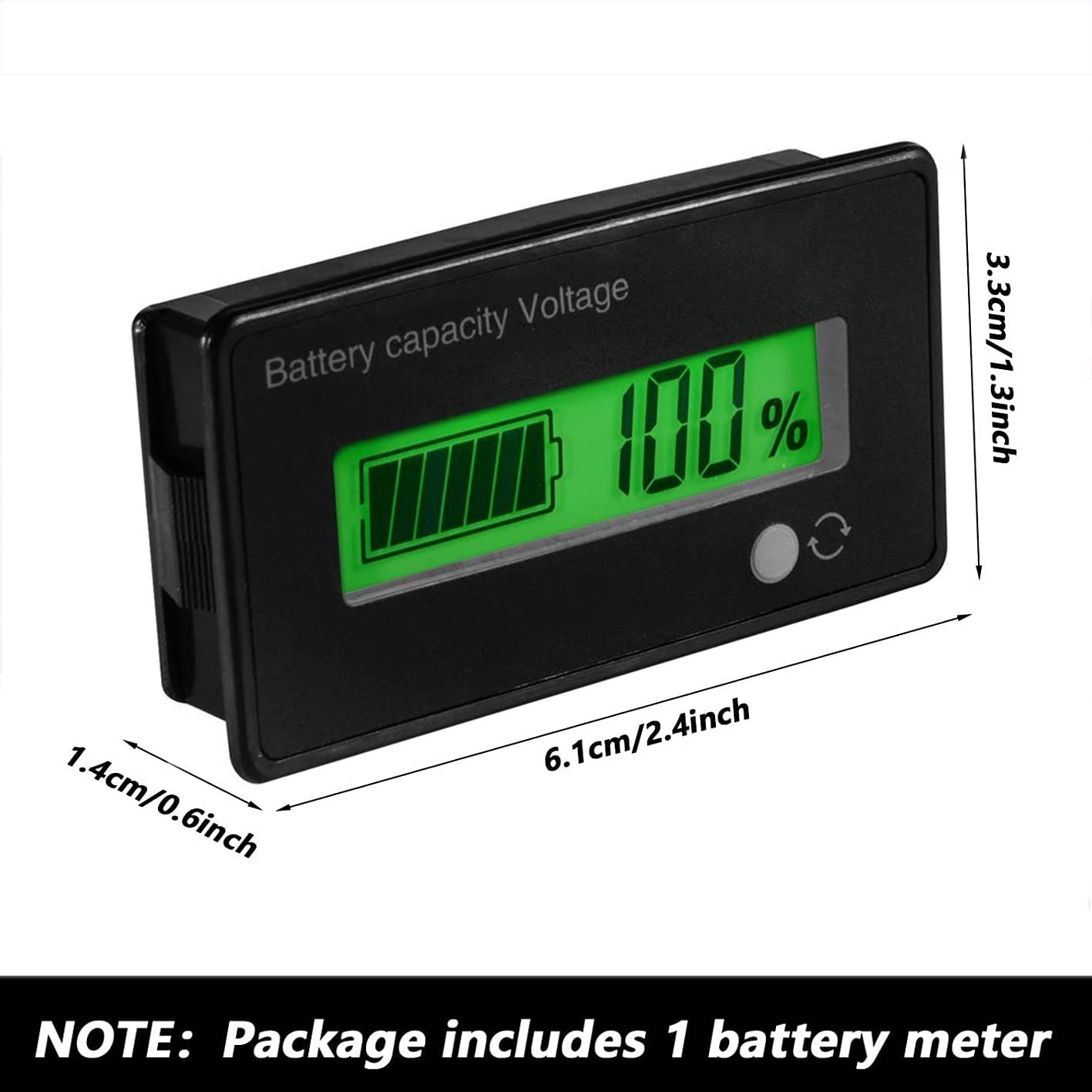 Battery Meter DC 12V-84V Battery Tester Capacity Voltage Indicator Lead Acid Lithium Ion Green