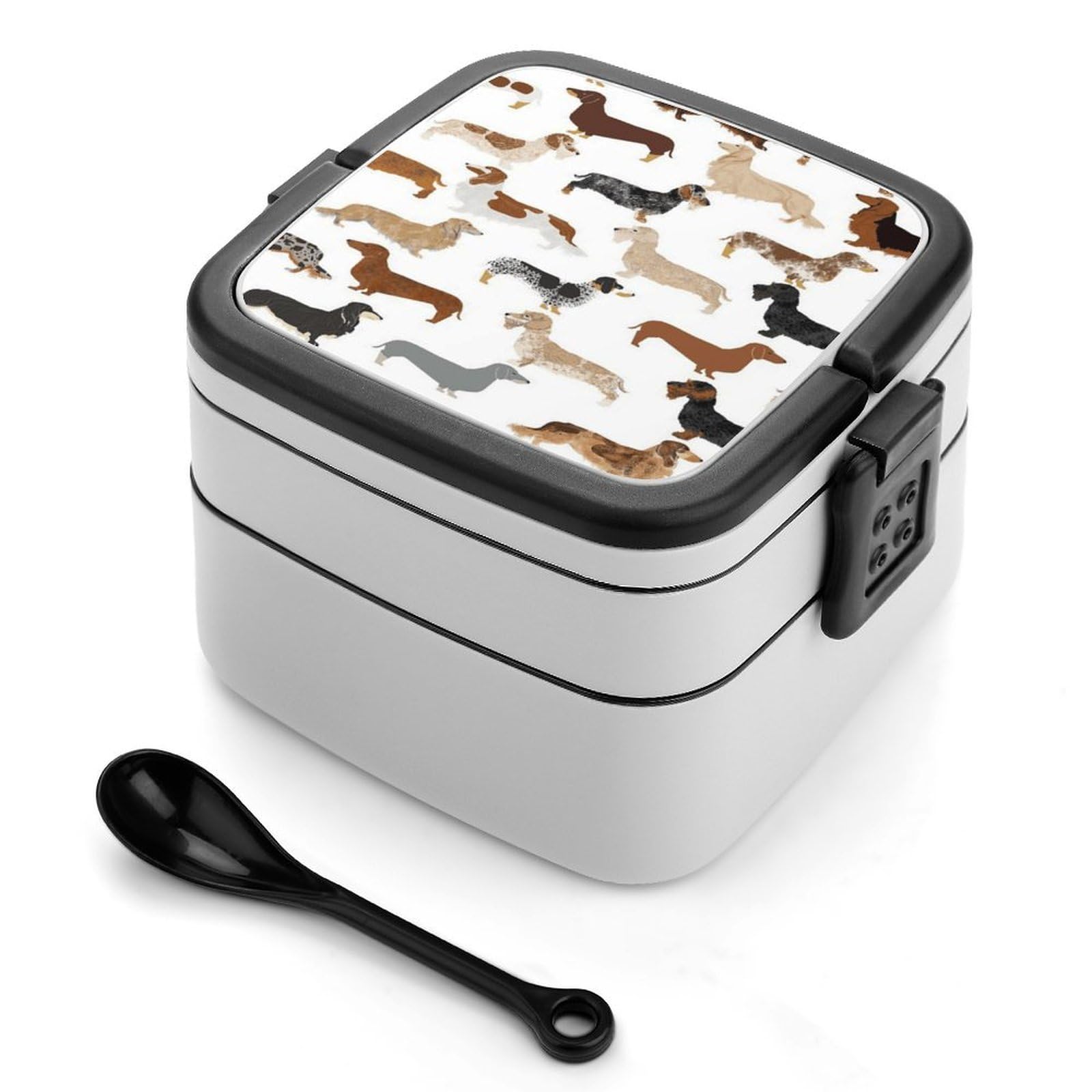 CGSBNGHA Animal Dachshund Dog Bento Lunch Box 2 Layer Lunchbox Food Container for Adults Office