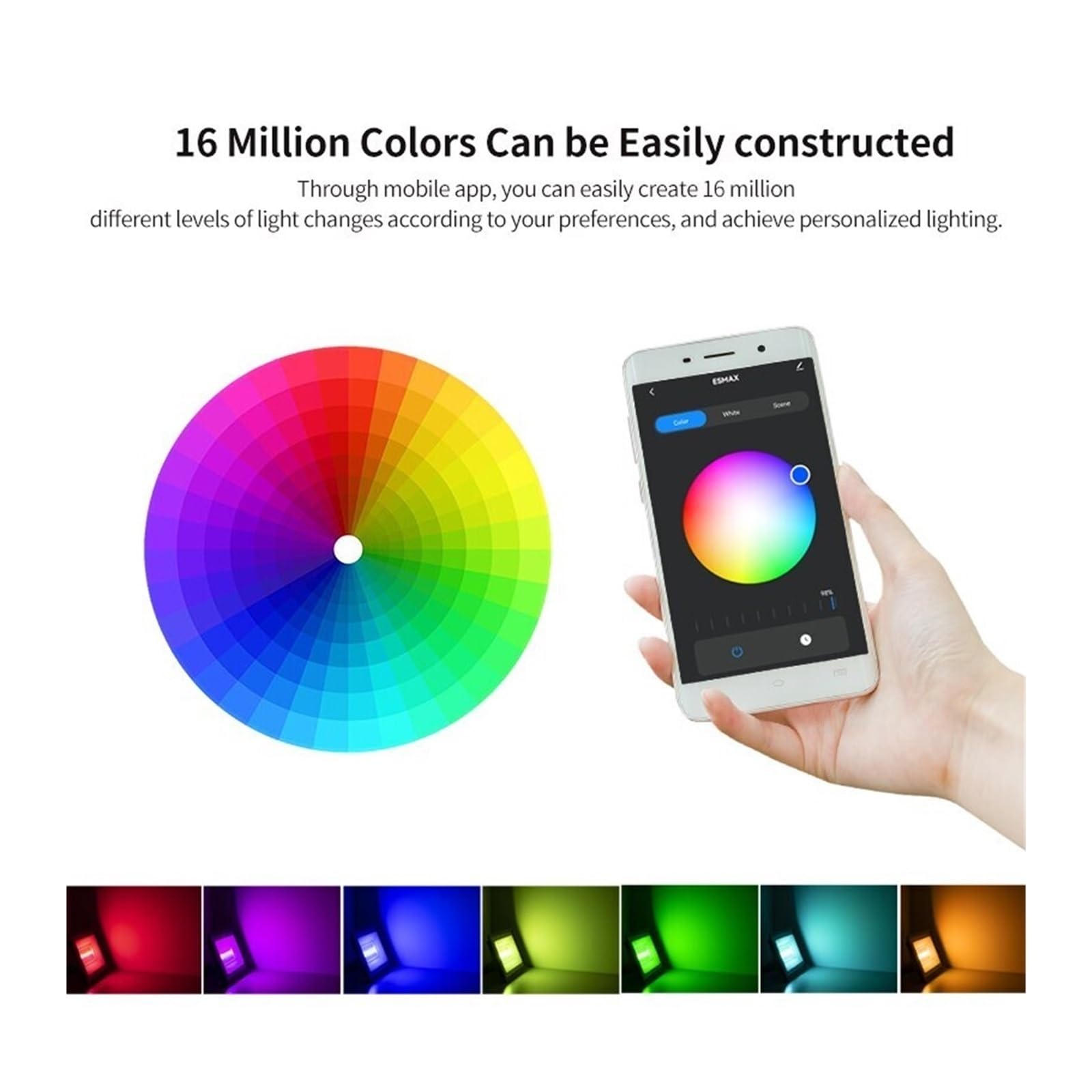 Proiettore per esterni, Faretto RGB Smart APP Controllo vocale CCT 3000-6500K 50W 100W AC for illuminazione esterna for feste in giardino(50W)