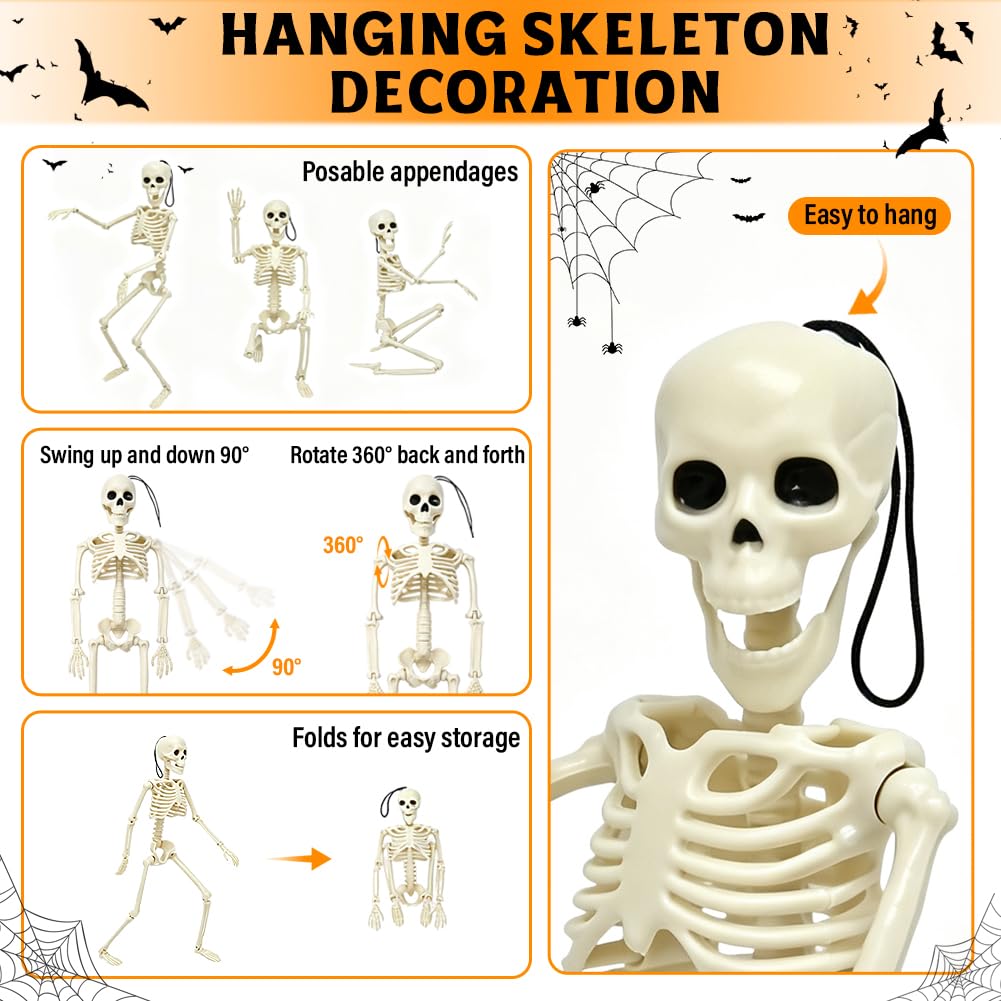 Mini szkielet, 40 cm, zestaw 5 szt., dekoracja na Halloween, akcesoria do nawiedzonego domu, straszne akcesoria na Halloween