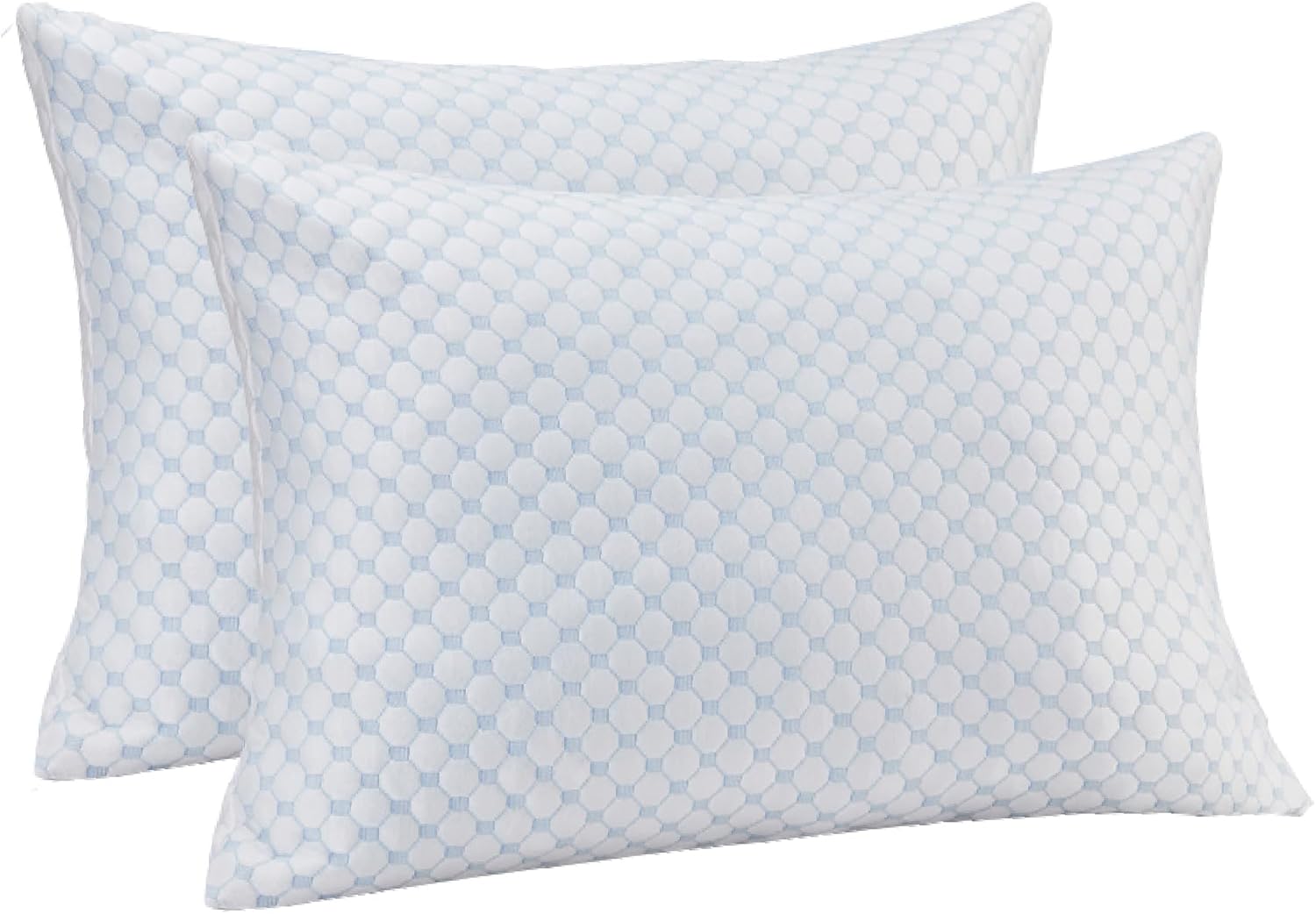 Cooling Bed Pillows for Sleeping 2 Pack Shredded Memory Foam Pillows Adjustable Cool Pillow for Side Back Stomach Sleepers Pillows Queen Size Set of 2 Washable Removable Cover