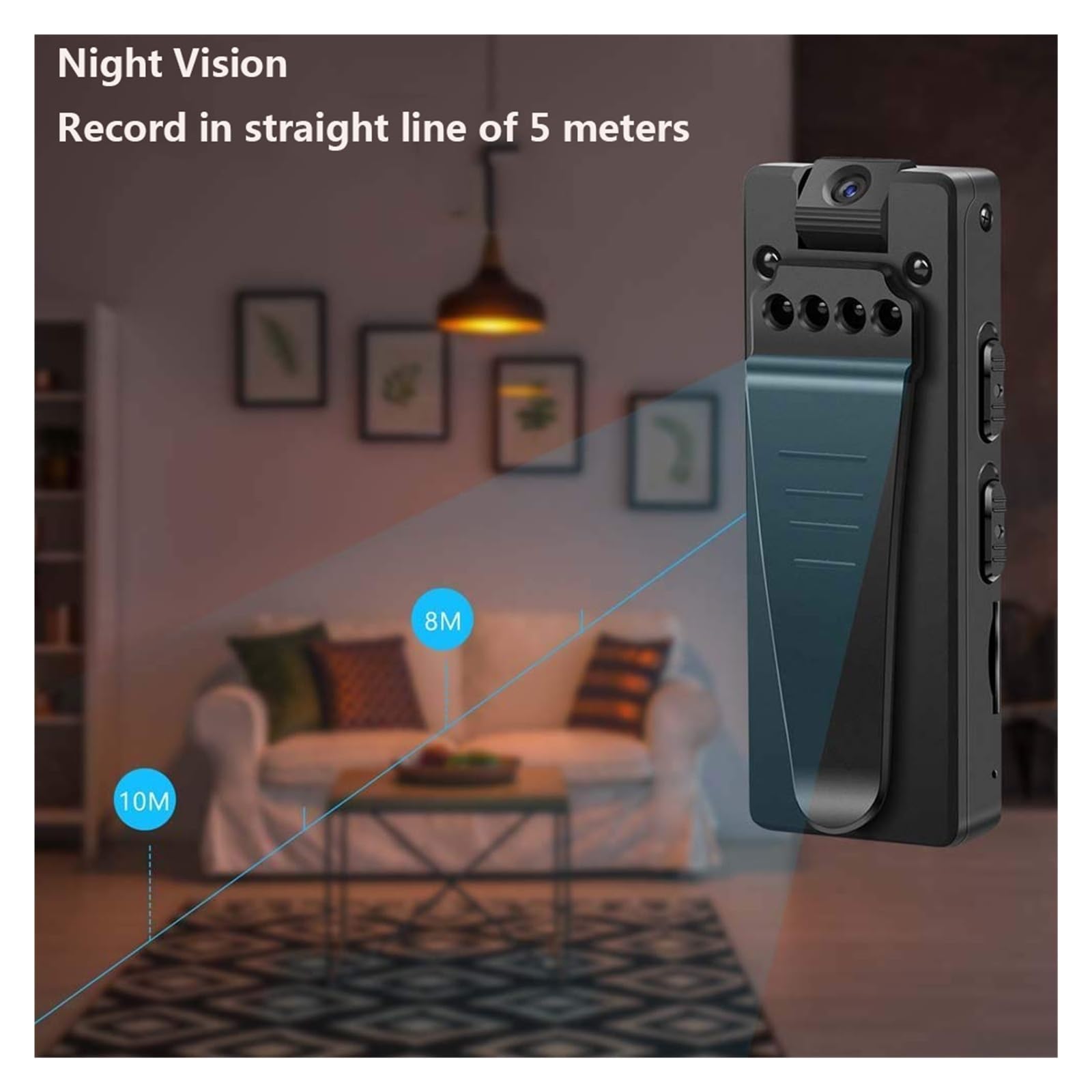 Macchina fotografica d'azione Mini videocamera portatile HD 1080P Videocamere DVR Videocamere digitali Visione notturna Registrazione in loop Videoregistratore Pocket Sport Cam(With 32GB TF Card)