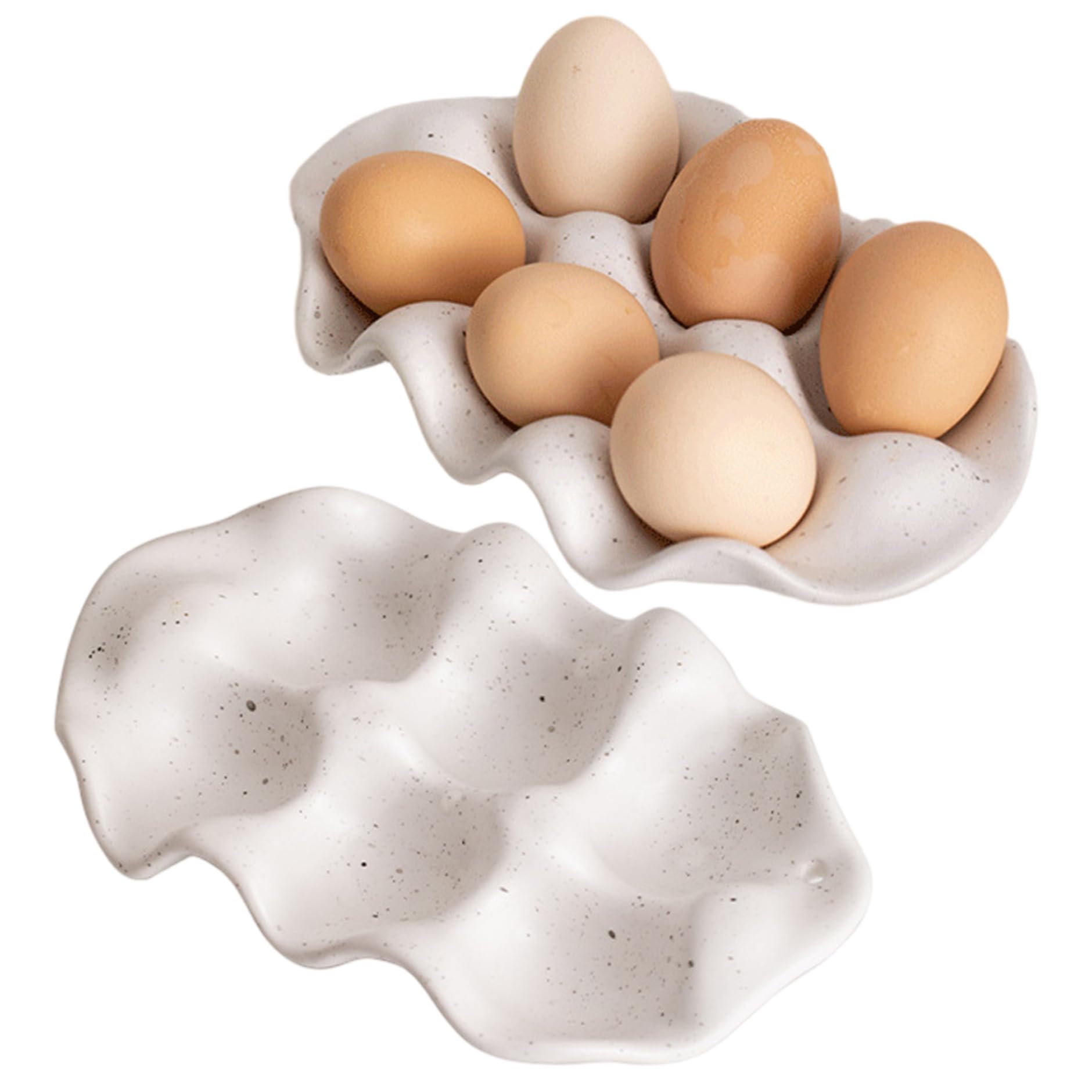Licsaliwe 1Pc Ceramic 6-Grid Egg Holder, Minimalist Countertop Storage Tray For Kitchen Fridge