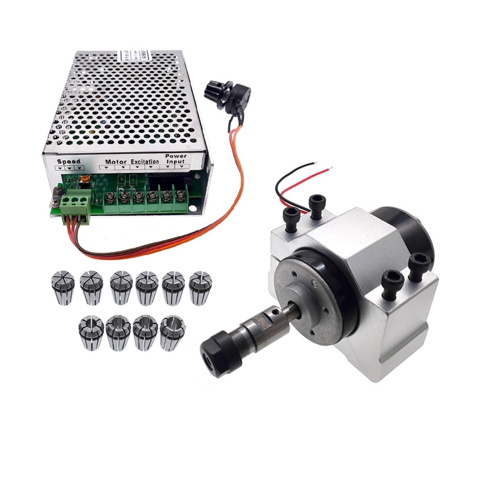 Zestaw silnika wrzeciona CNC Zestaw wrzeciona 200W 48V Dc 0~60VDC Regulowana prędkość regulatora Zasilacz do maszyny grawerującej(48V 200W 2)