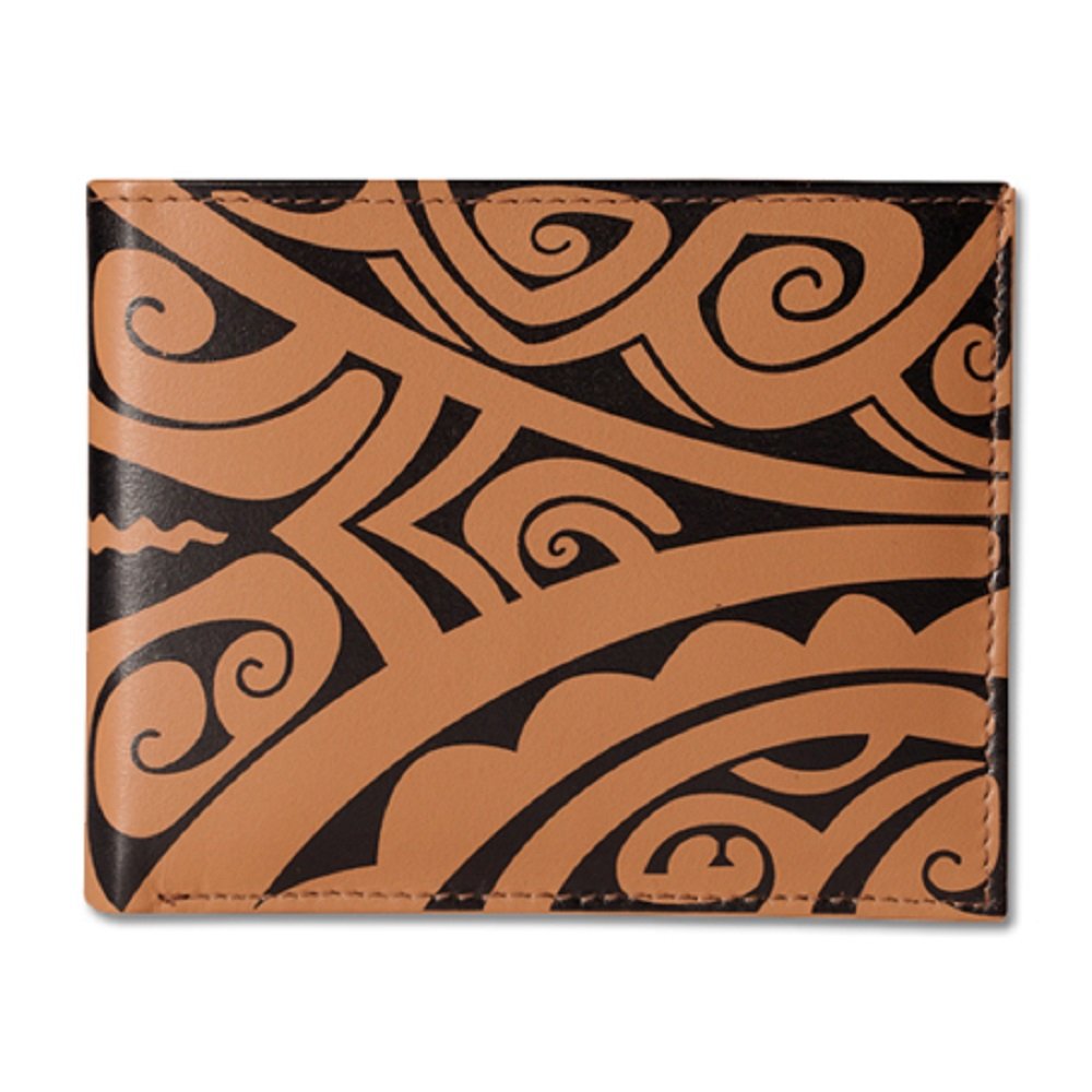 Polynesian Tattoo Bi-fold Wallet for Men Genuine Leather"Pau"