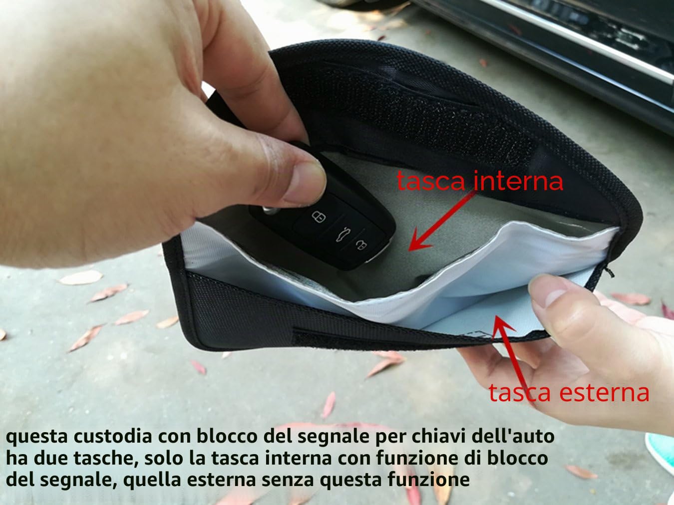 Gabbia Faraday Custodia Telepass RFID Keyless Schermatura Chiave Auto (Nero)