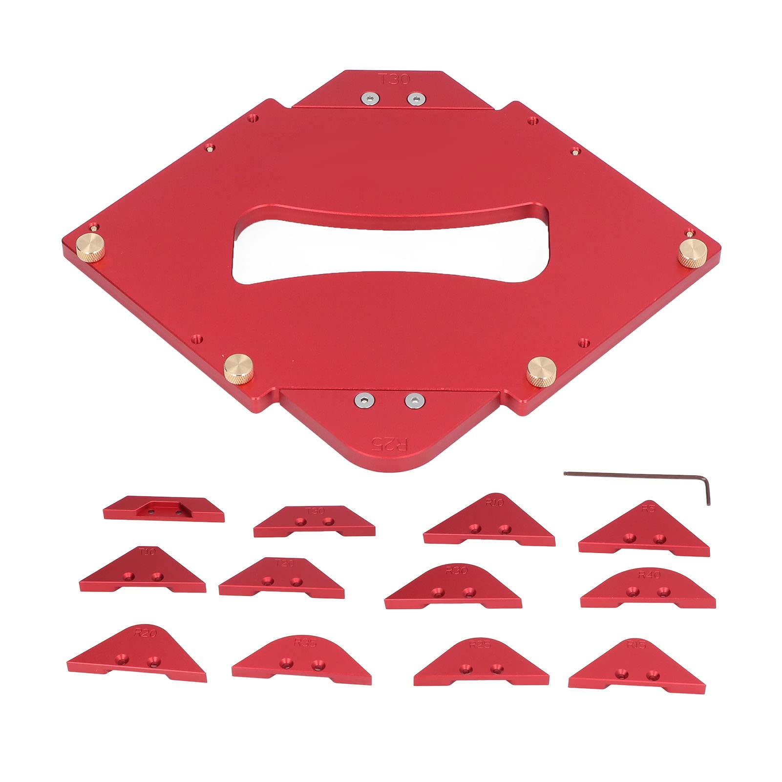 Plantilla de esquina de mesa enrutador Kit de plantillas de radio de aleación de aluminio Herramientas profesionales de carpintería para carpinteros Tratamiento de bordes de