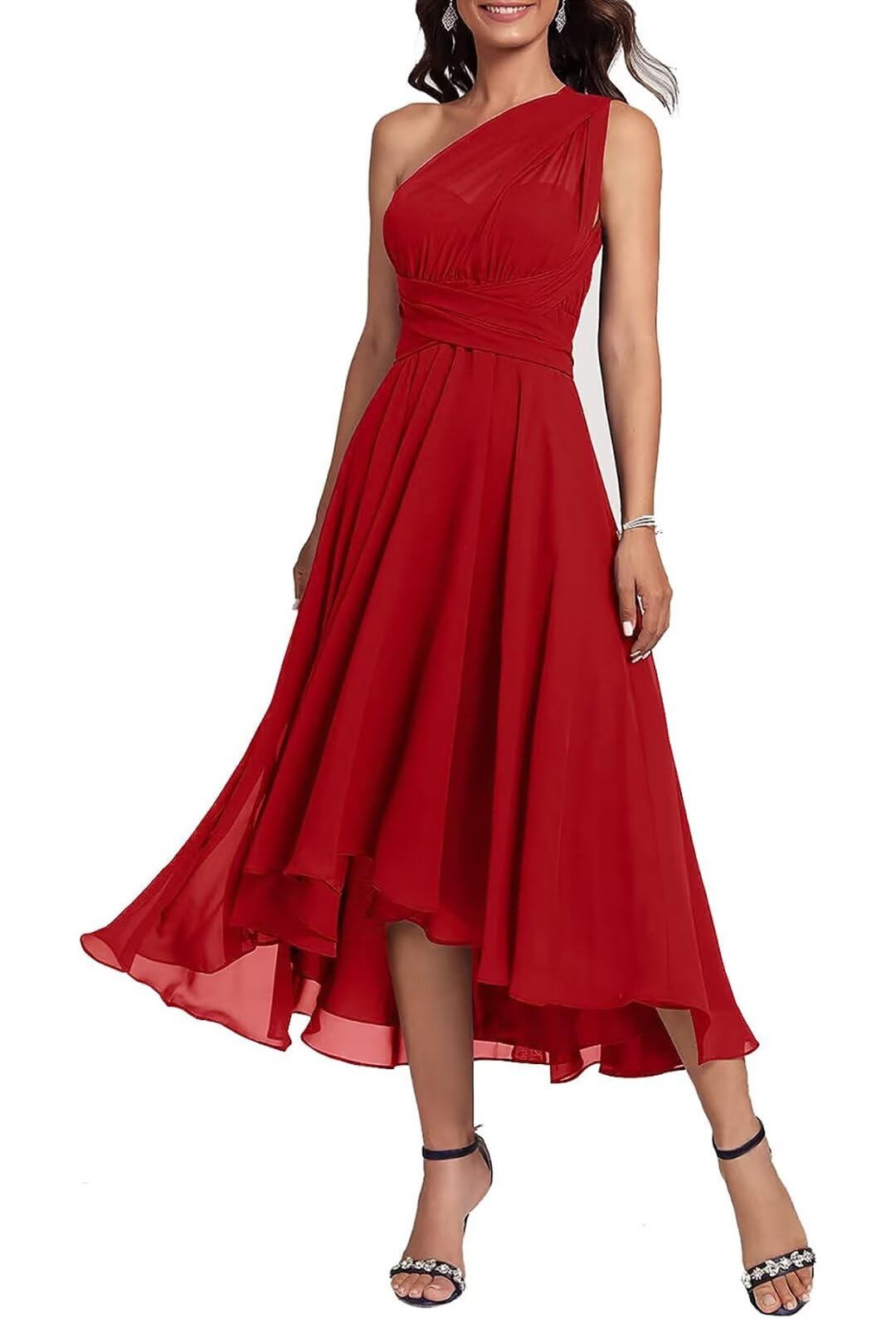 Women's One Shoulder Chiffon High Low