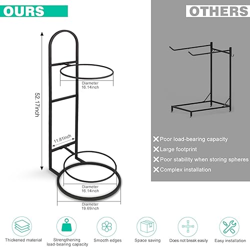 Miniatura 6 de Estante para pelotas de estabilidad, soporte para pelotas de yoga, almacenamiento vertical para pelotas de medicina, para gimnasios comerciales,