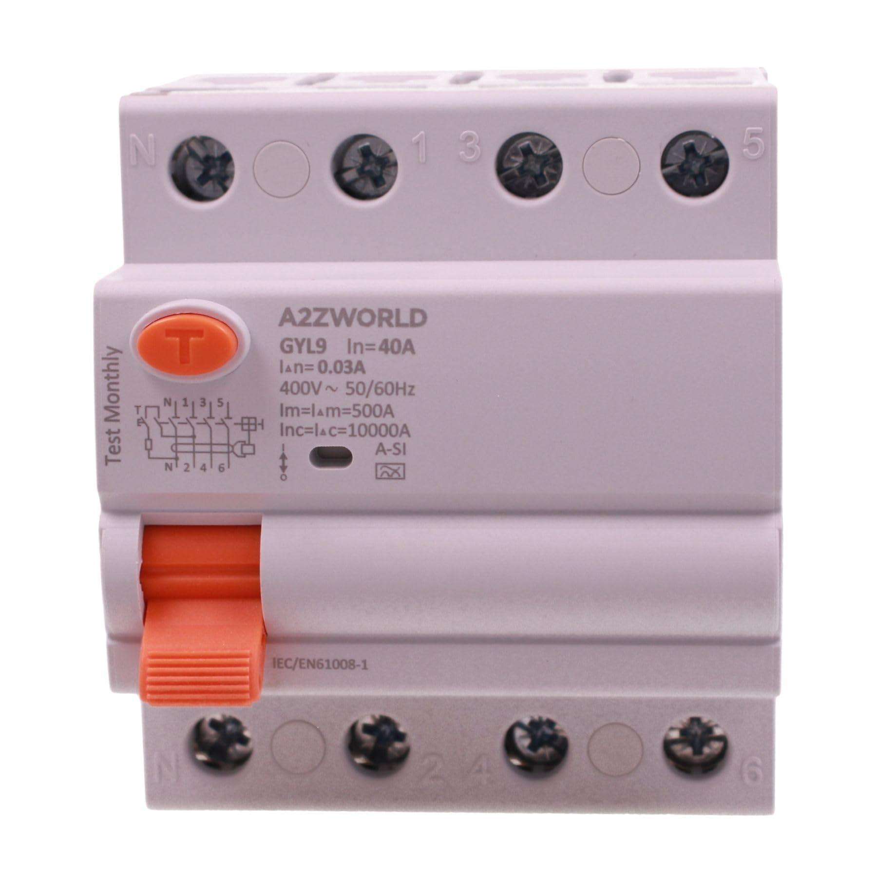 Interruttore Differenziale Trifase Tipo A-SI 40A, 3P+N 4M 30mA 10kA