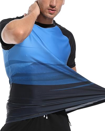 Miniatura 4 de VAYAGER Camisetas de natación para hombre con protección UPF 50+, de secado rápido, ajuste holgado, para surf acuático