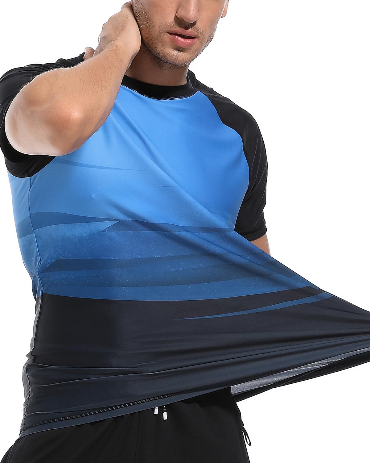 VAYAGER Camiseta de Natación de Manga UPF 50+ Corta para Hombre Secado Rápido Protección UV Solar Rendimiento al Aire Libre