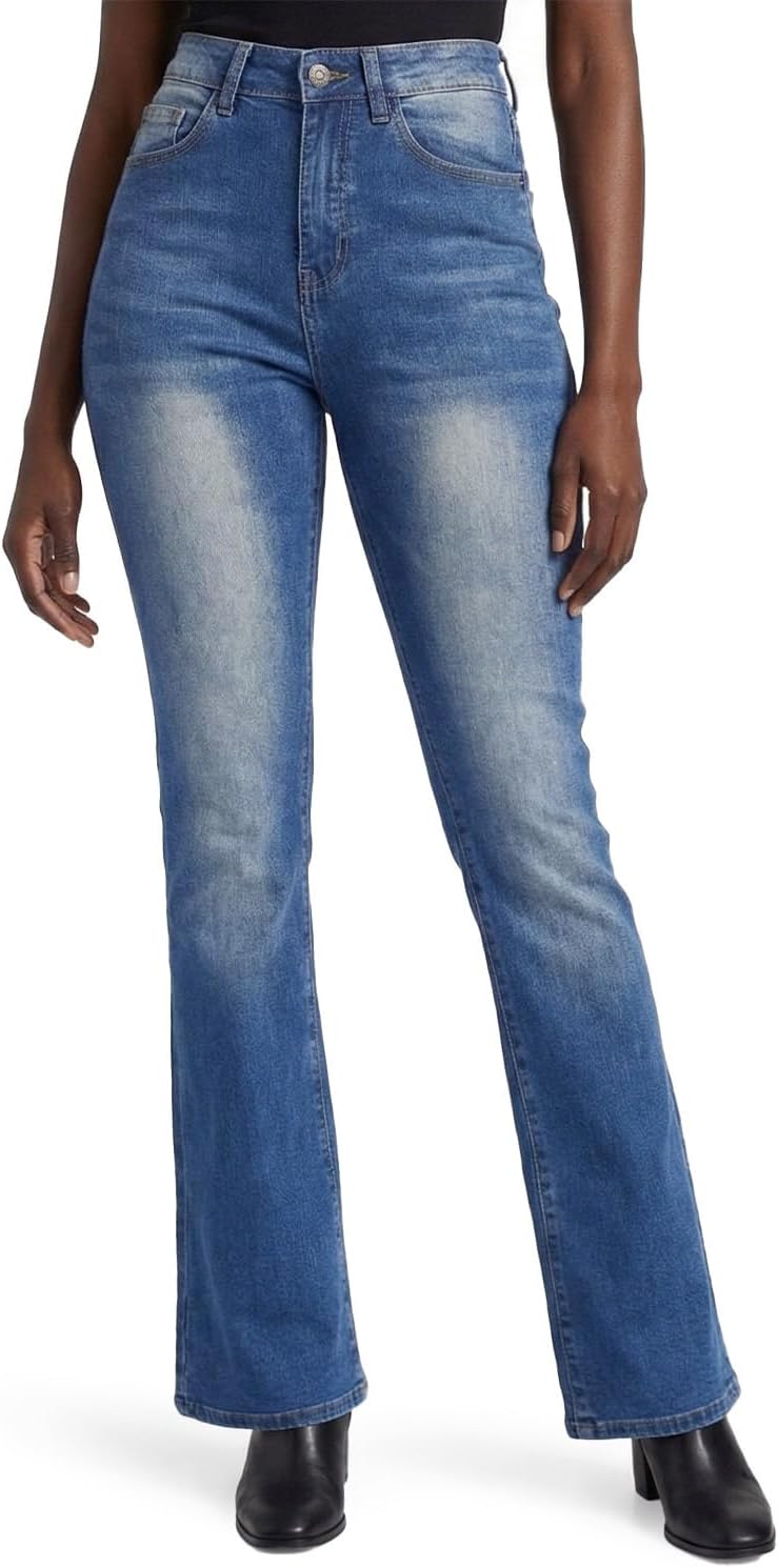 – Tall Jeans for Women 32"/34" Inseam Mini Flared Long Stretch Denim Pants Mid Rise Classic Fit for Tall Ladies